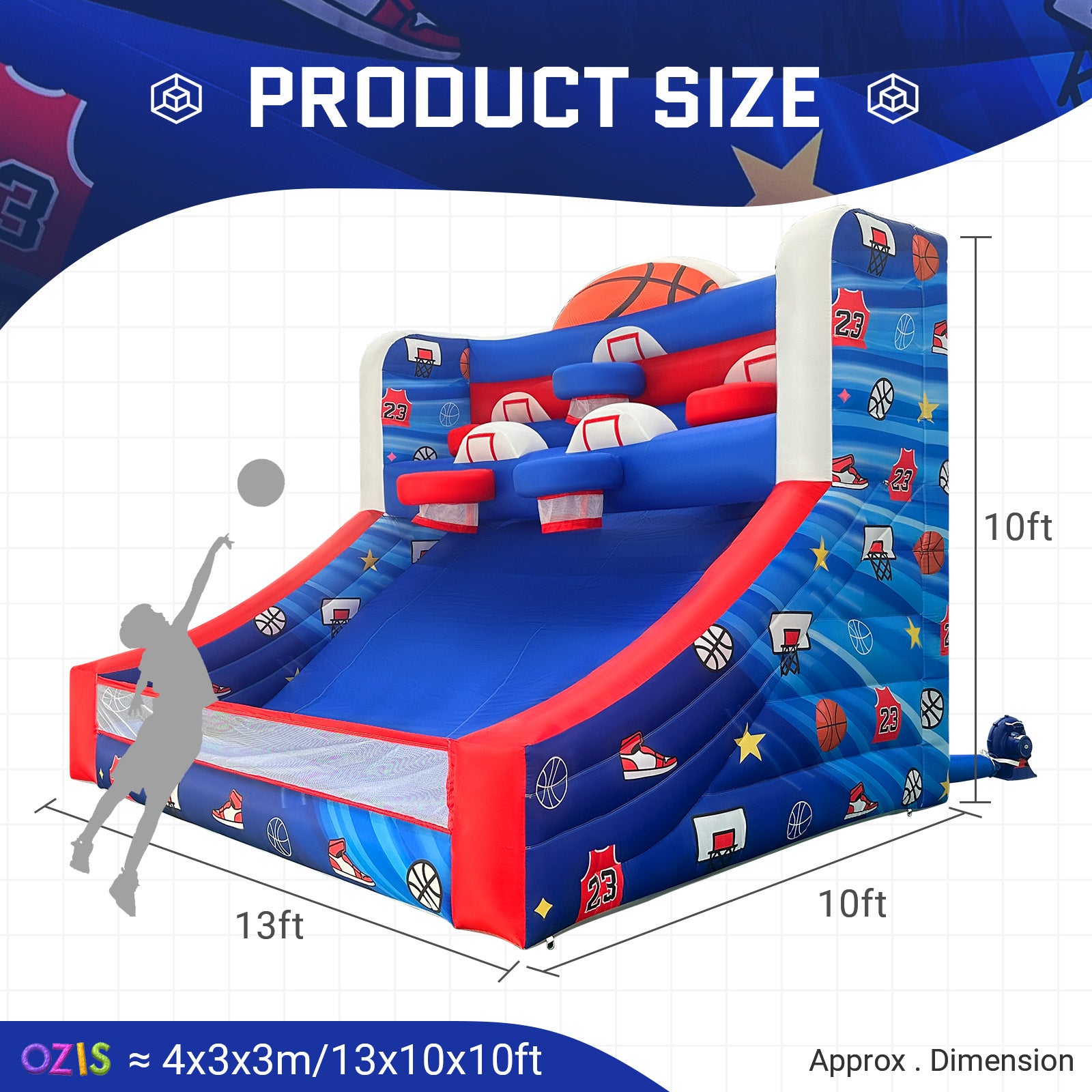 Inflatable Basketball Hoop Set with Balls & Blower - Indoor/Outdoor Party Game