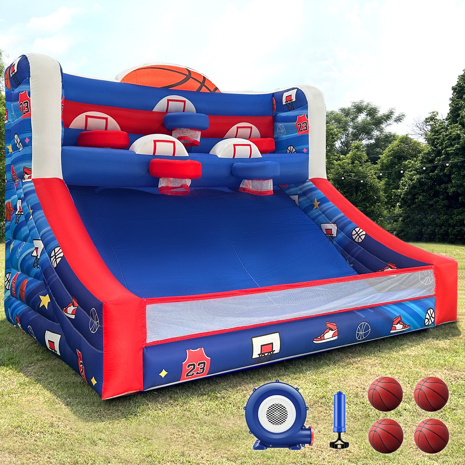 Inflatable Basketball Hoop Set with Balls & Blower - Indoor/Outdoor Party Game