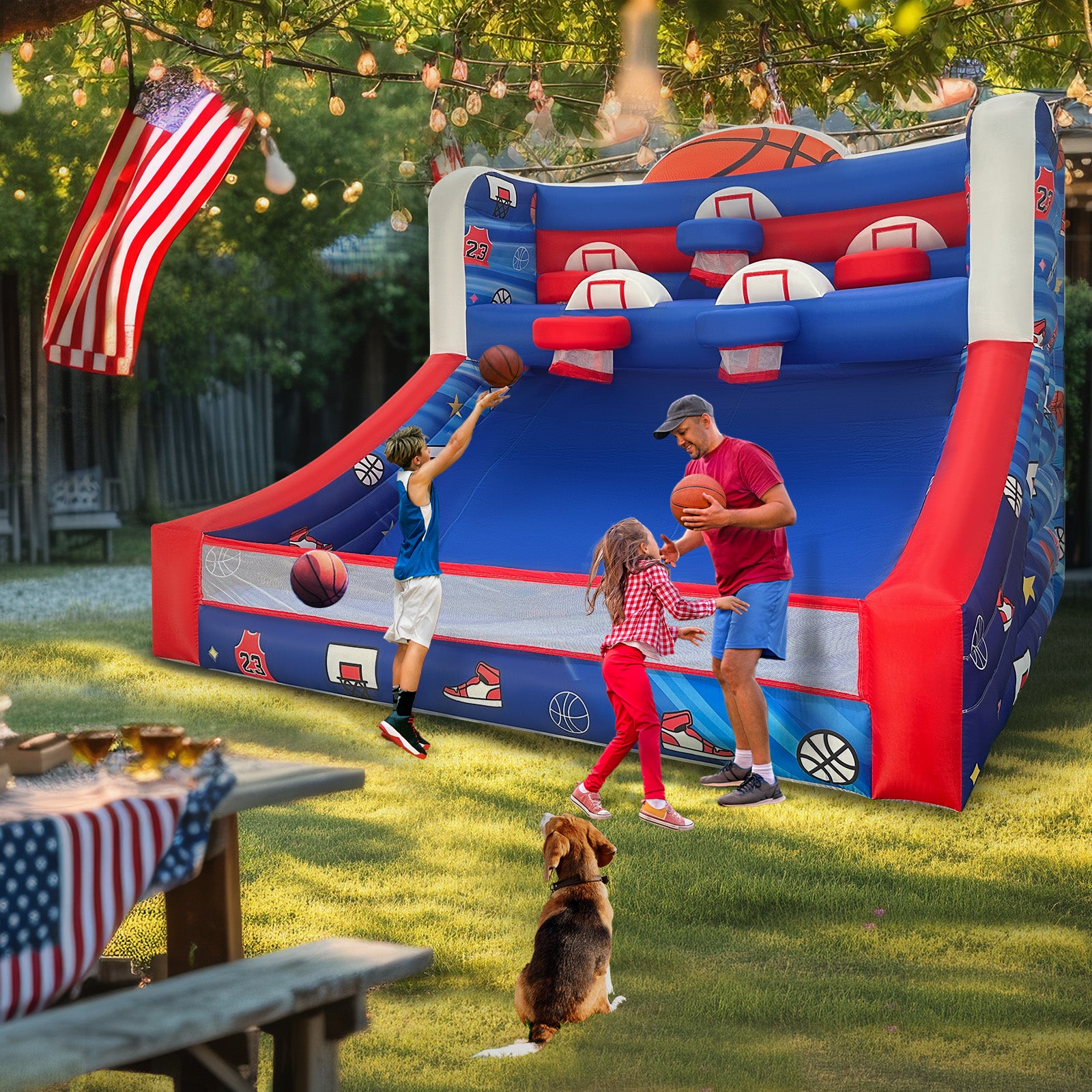 Inflatable Basketball Hoop Set with Balls & Blower - Indoor/Outdoor Party Game