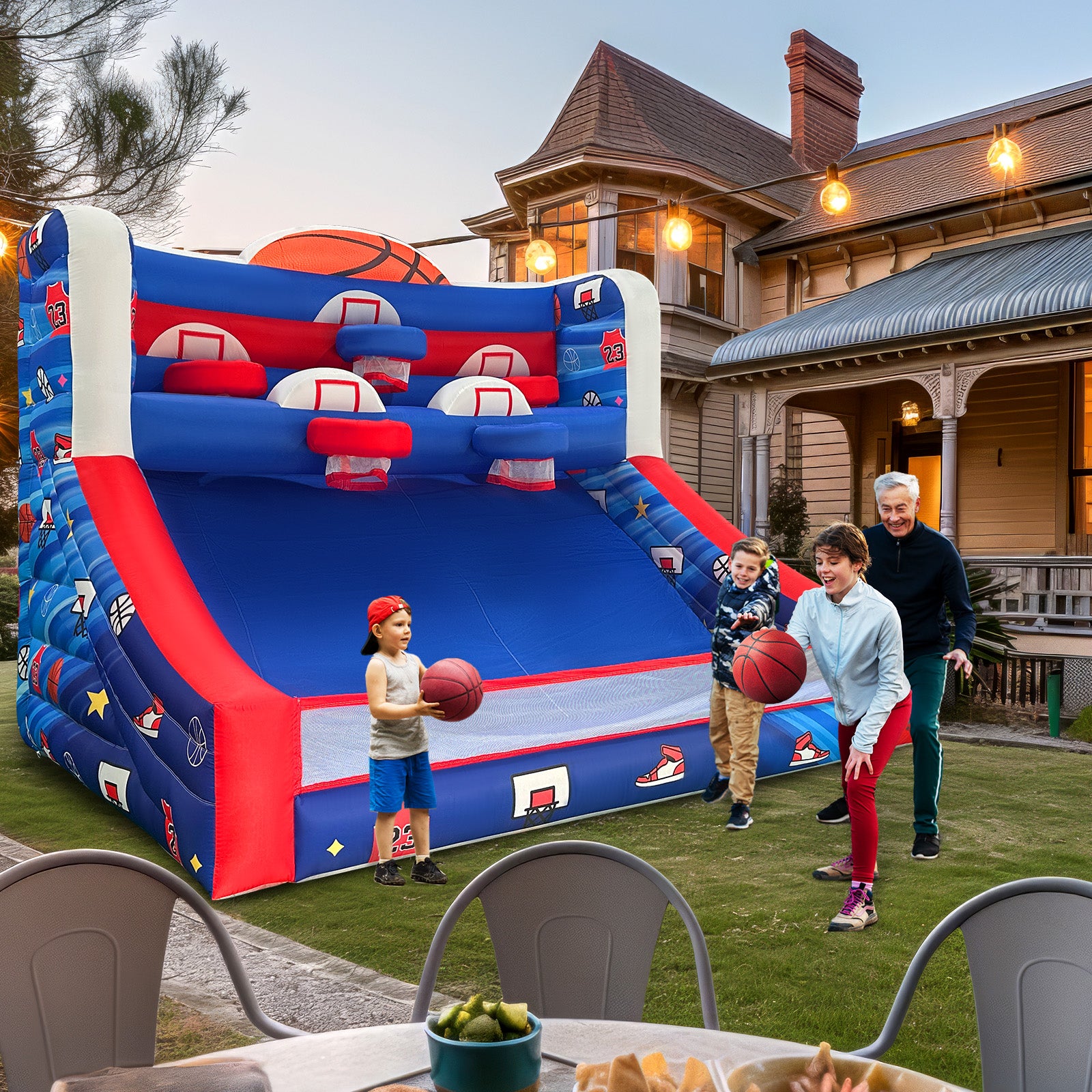 Inflatable Basketball Hoop Set with Balls & Blower - Indoor/Outdoor Party Game