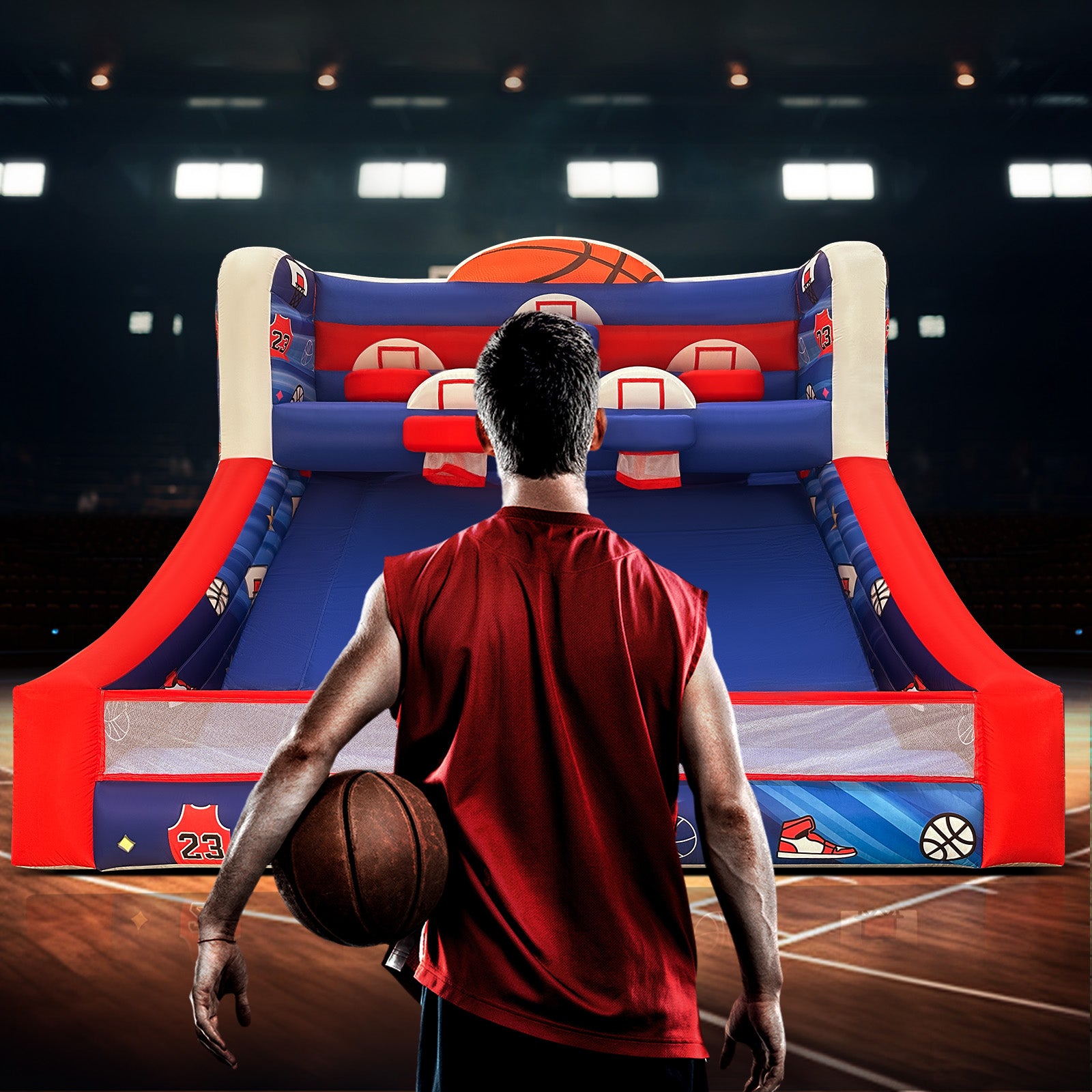 Inflatable Basketball Hoop Set with Balls & Blower - Indoor/Outdoor Party Game