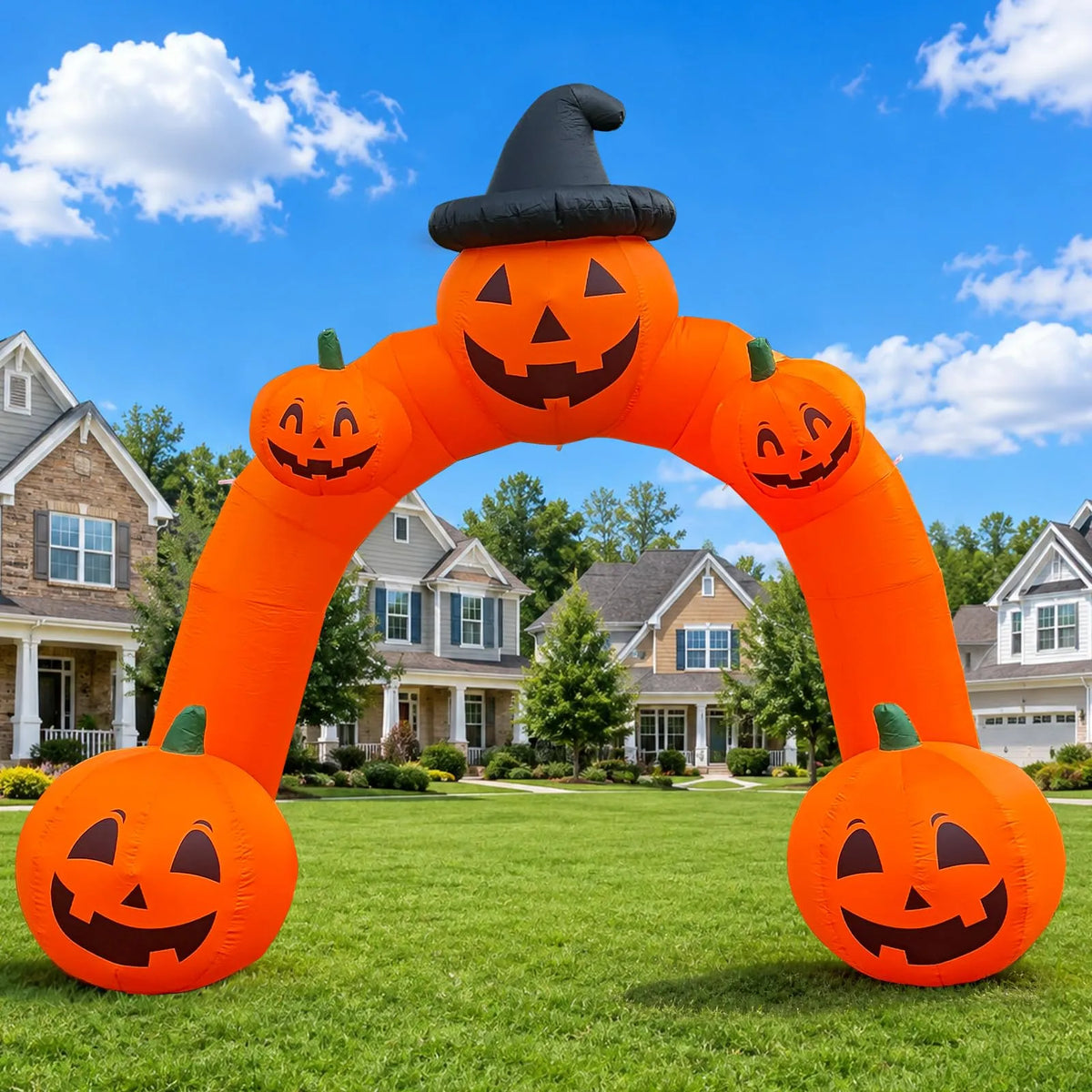 Halloween Inflatable Pumpkin Archway 10Ft with Built-in LED Lights for Halloween Decoration