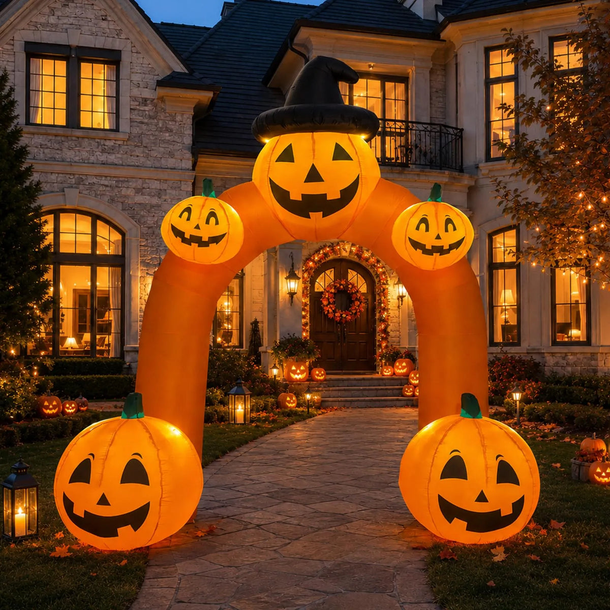 Halloween Inflatable Pumpkin Archway 10Ft with Built-in LED Lights for Halloween Decoration