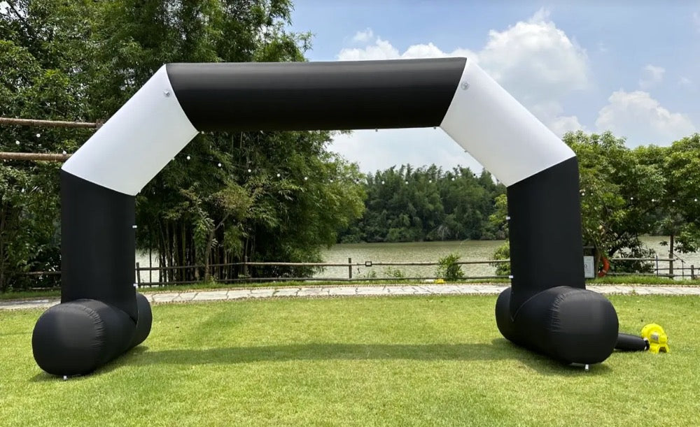 OZIS 20ft Inflatable Arch With T-Shaped Feet & Blower, Hexagon Inflatables Archway with Removable Start/Finish Line Banners For Race Competition Outdoor Advertising Commerce