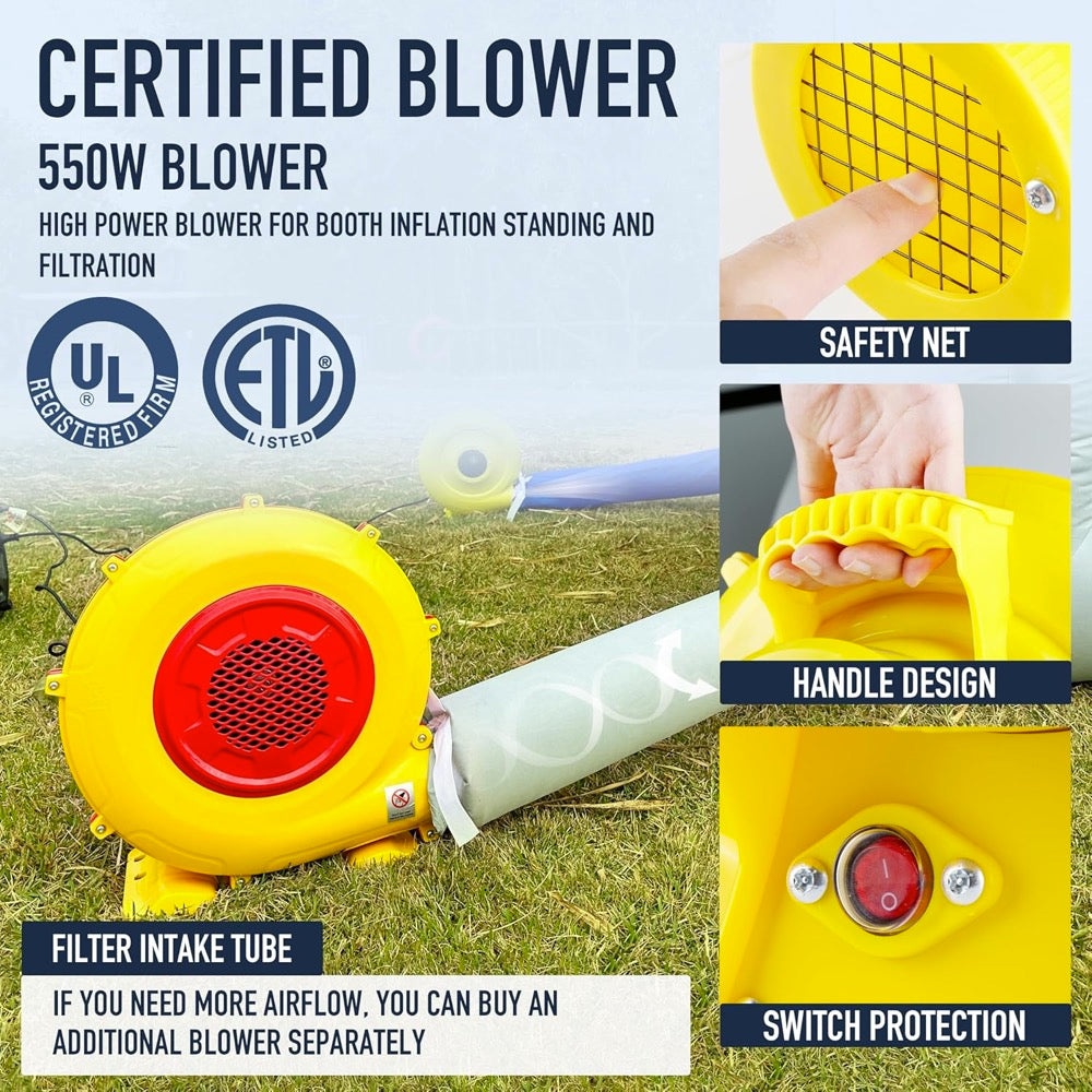 Sewinfla Portable Inflatable Paint Booth Tent 13X8.2x8.2Ft with 550W Blower Inflatable Spray Paint Booth with Air Filter System, Blow Up Paint Booth