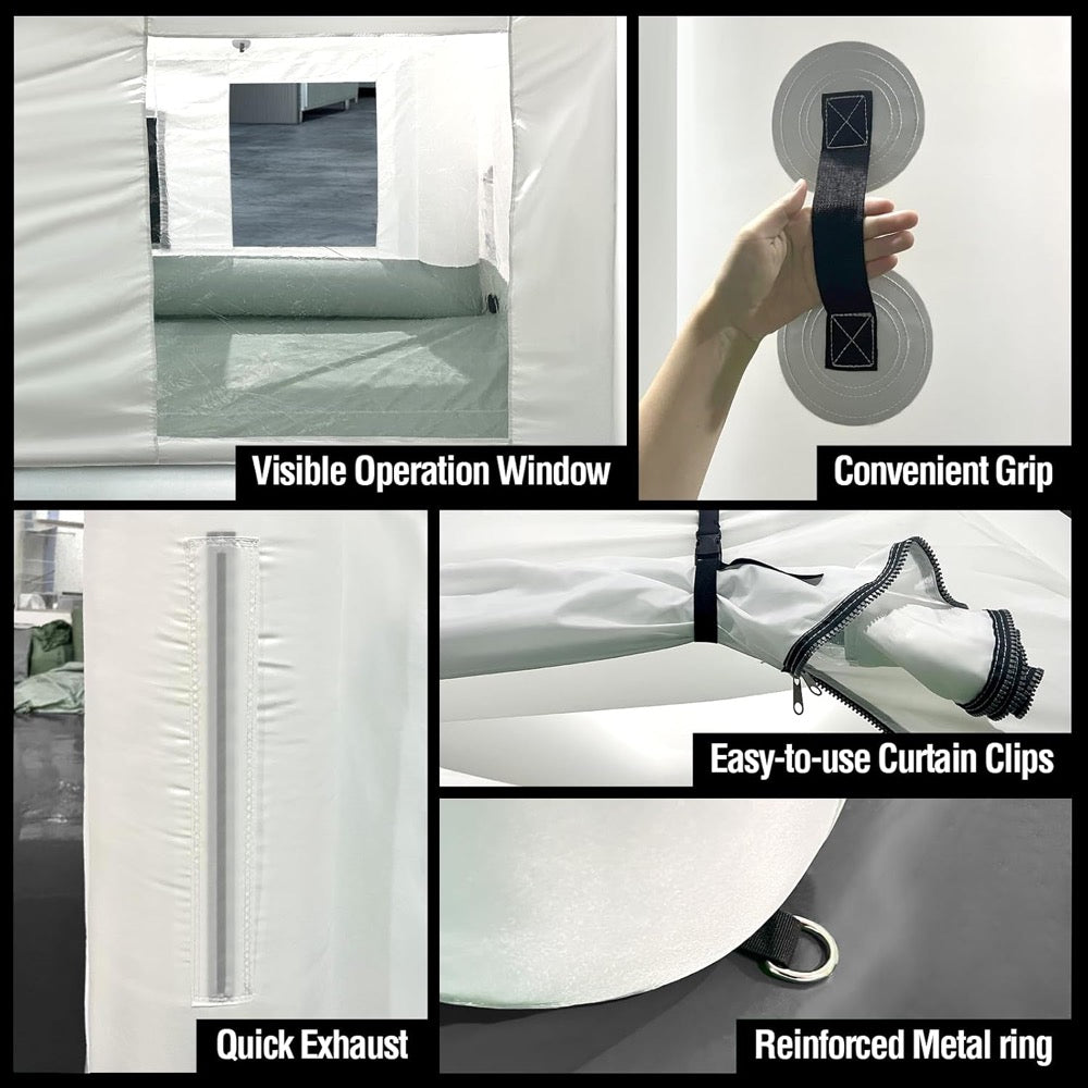 GORILLASPRO Portable Inflatable Paint Booth Tent 13x10x8Ft with One Blower 550W Inflatable Spray Paint Booth with Air Filter System, Blow Up Paint Booth
