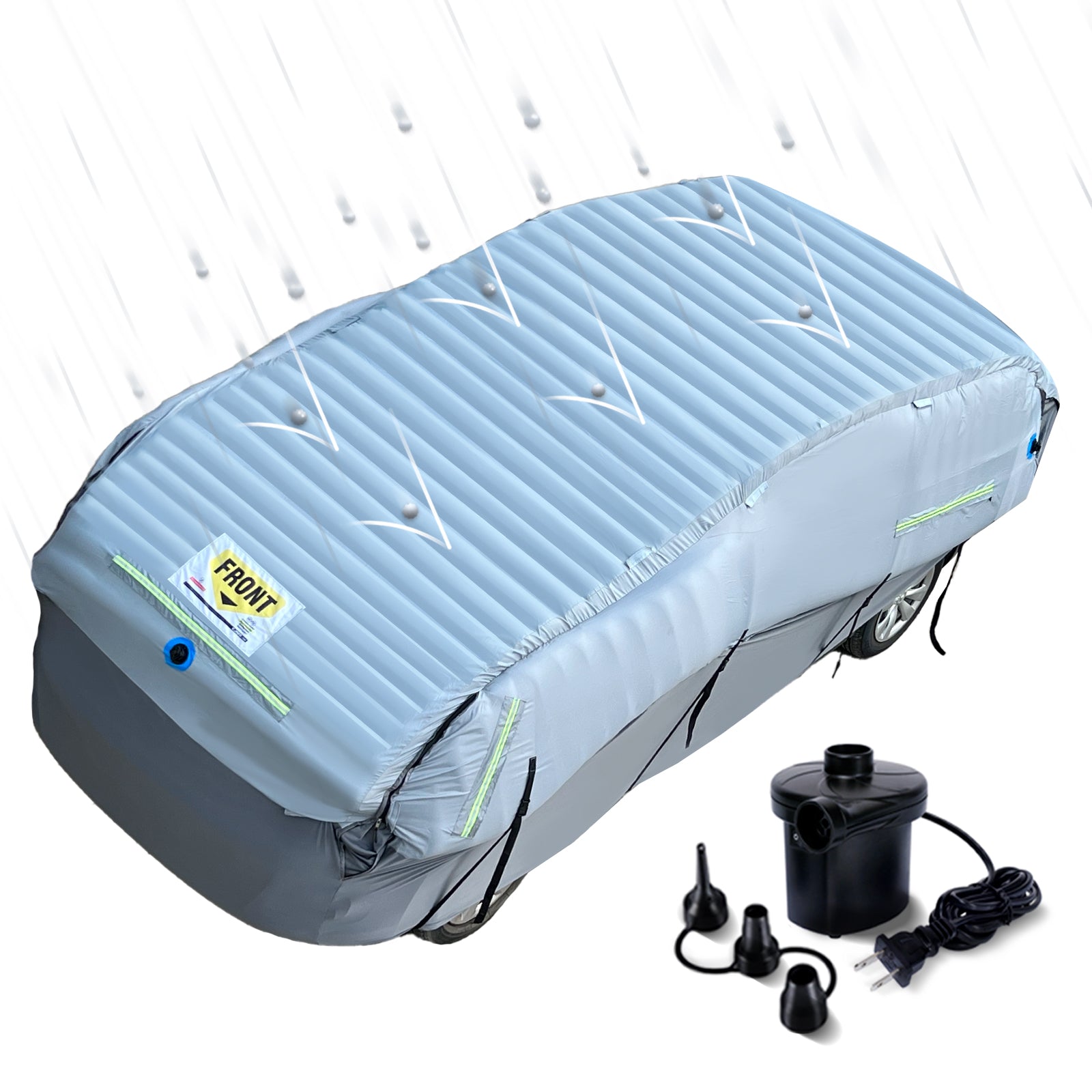 WARSUN Inflatable Hail Proof Car Cover with Full Cover Airbag, Foldable Anti Hail Outdoor Car Cover For Sedan in Length Between 106"-172''(With Air Pump)