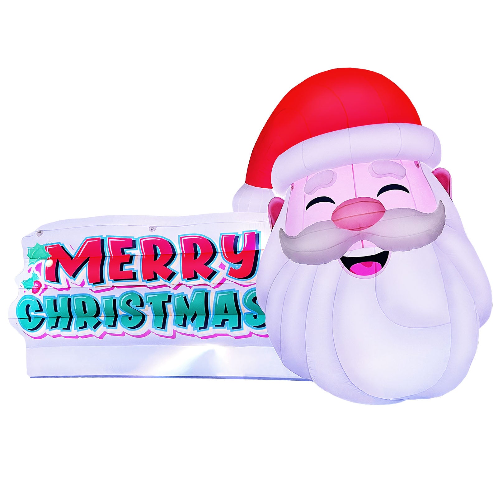 13 Ft Outdoor Inflatable Santa Billboard with Built-In Color-Changing LED Lights