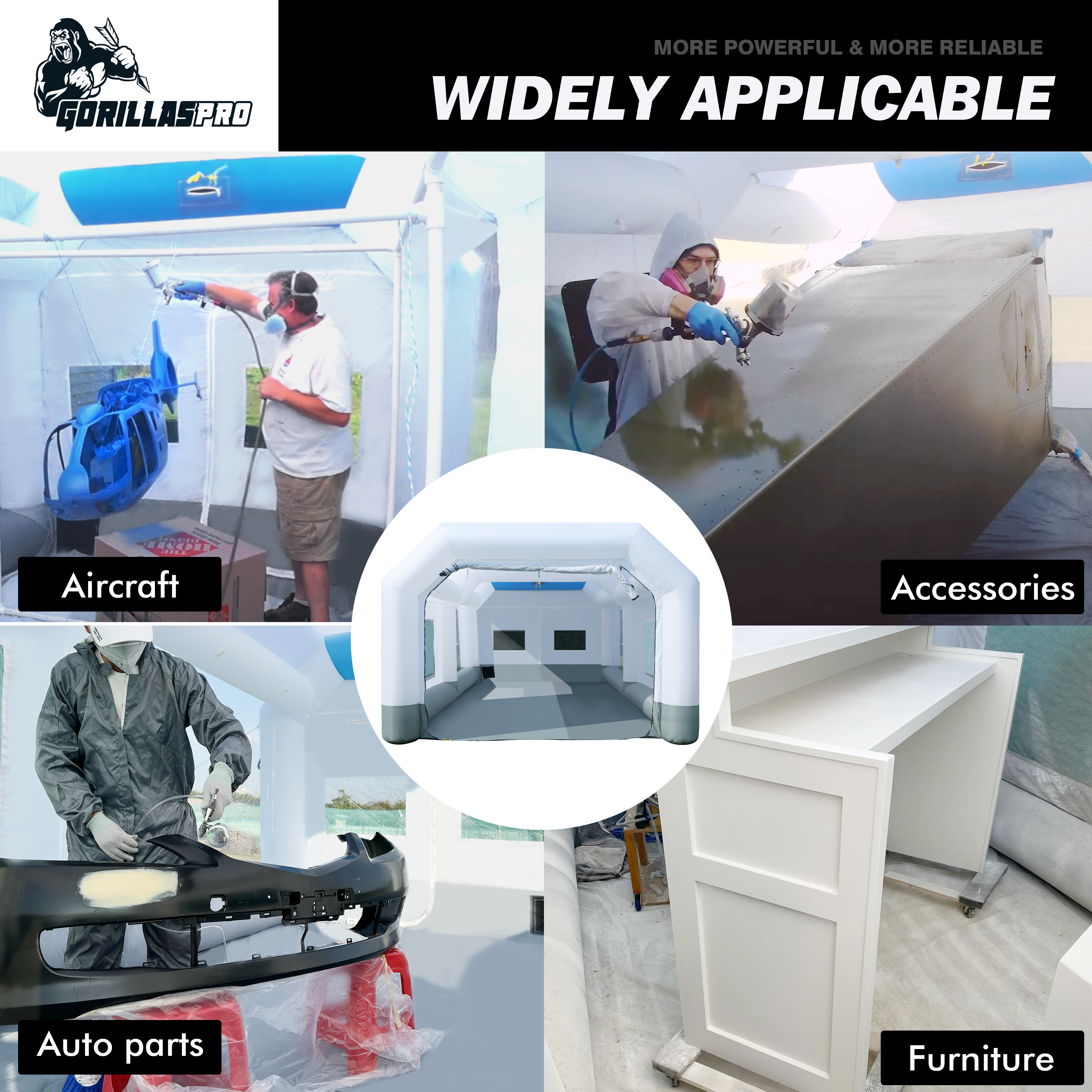 GORILLASPRO Inflatable Paint Booth 21X13X9Ft with 680W Blower Upgrade Air Filter System More Durable Portable Spray Paint Tent