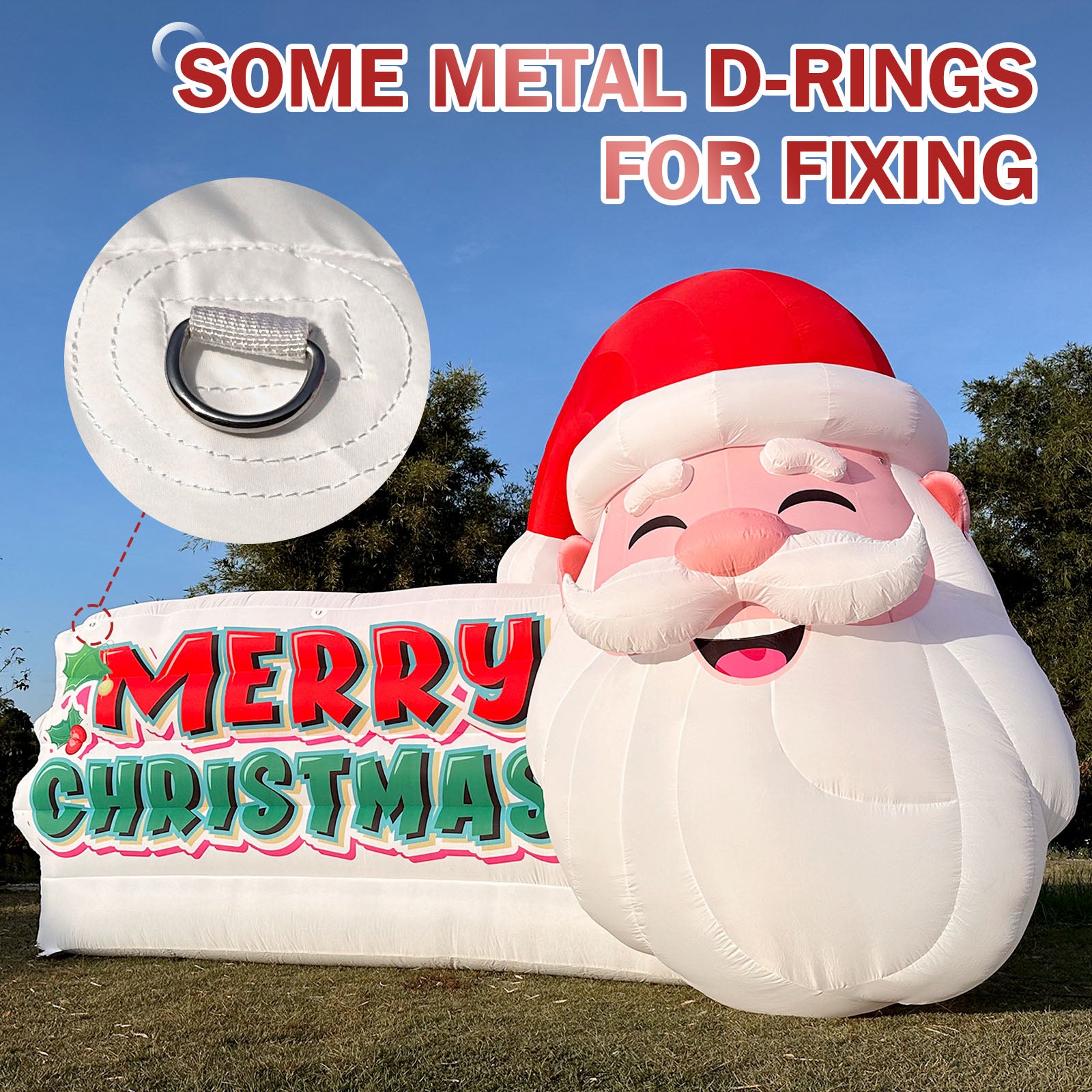 13 Ft Outdoor Inflatable Santa Billboard with Built-In Color-Changing LED Lights