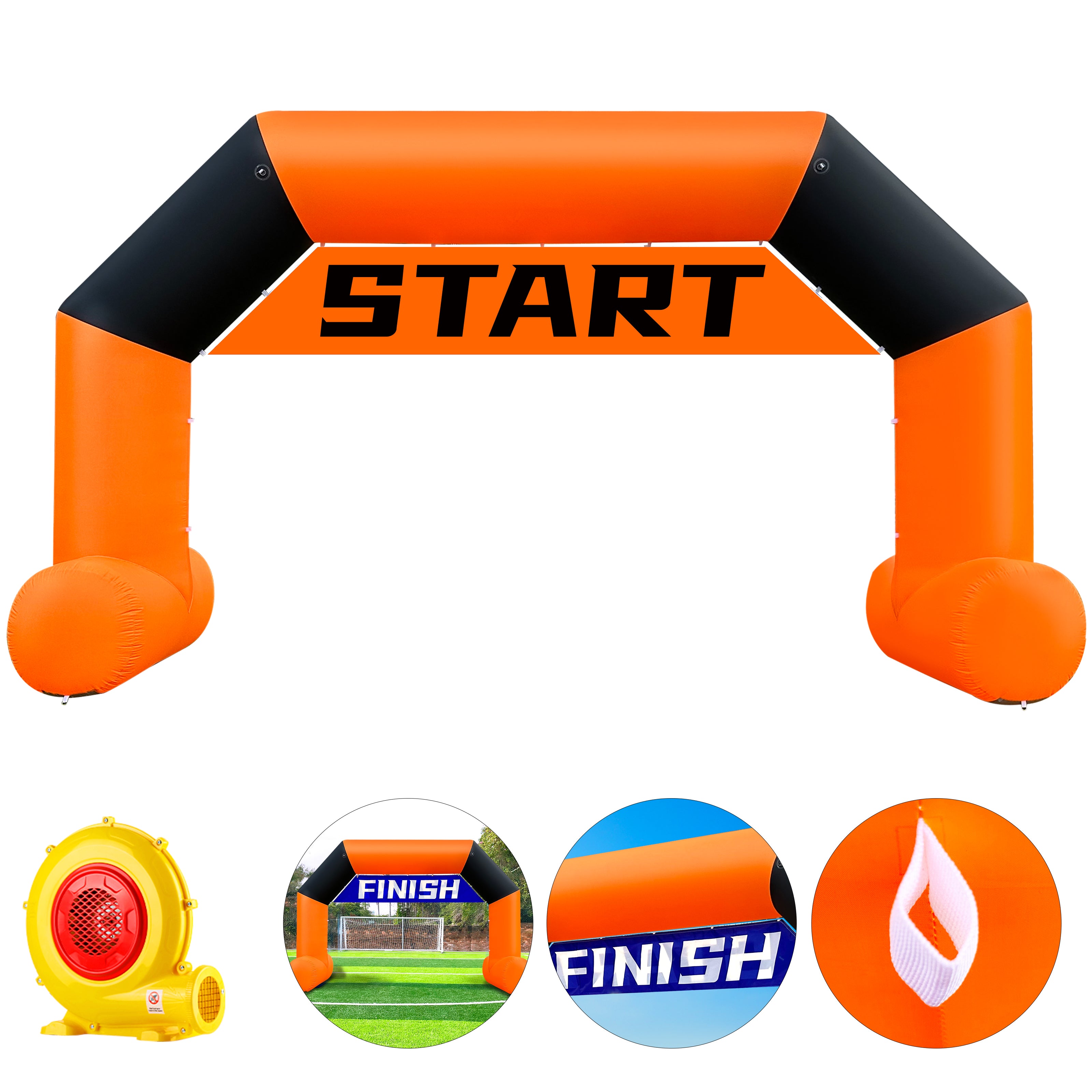 OZIS 20ft Inflatable Arch With T-Shaped Feet & Blower, Hexagon Inflatables Archway with Removable Start/Finish Line Banners For Race Competition Outdoor Advertising Commerce