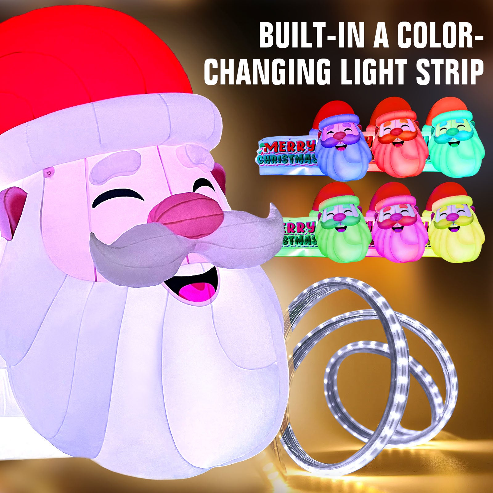 13 Ft Outdoor Inflatable Santa Billboard with Built-In Color-Changing LED Lights
