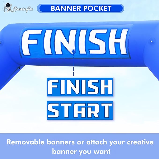 26Ft Inflatable Arch with Start Finish Banner and T-Shaped Base for Races and Events