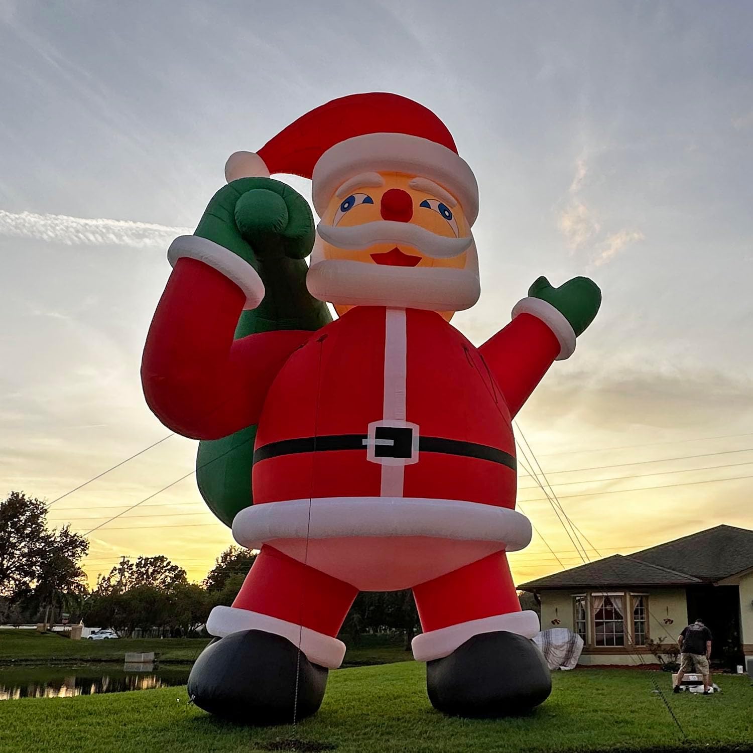 20Ft Premium Inflatable Santa Claus with Blower for Christmas Yard Decoration - Lights Included