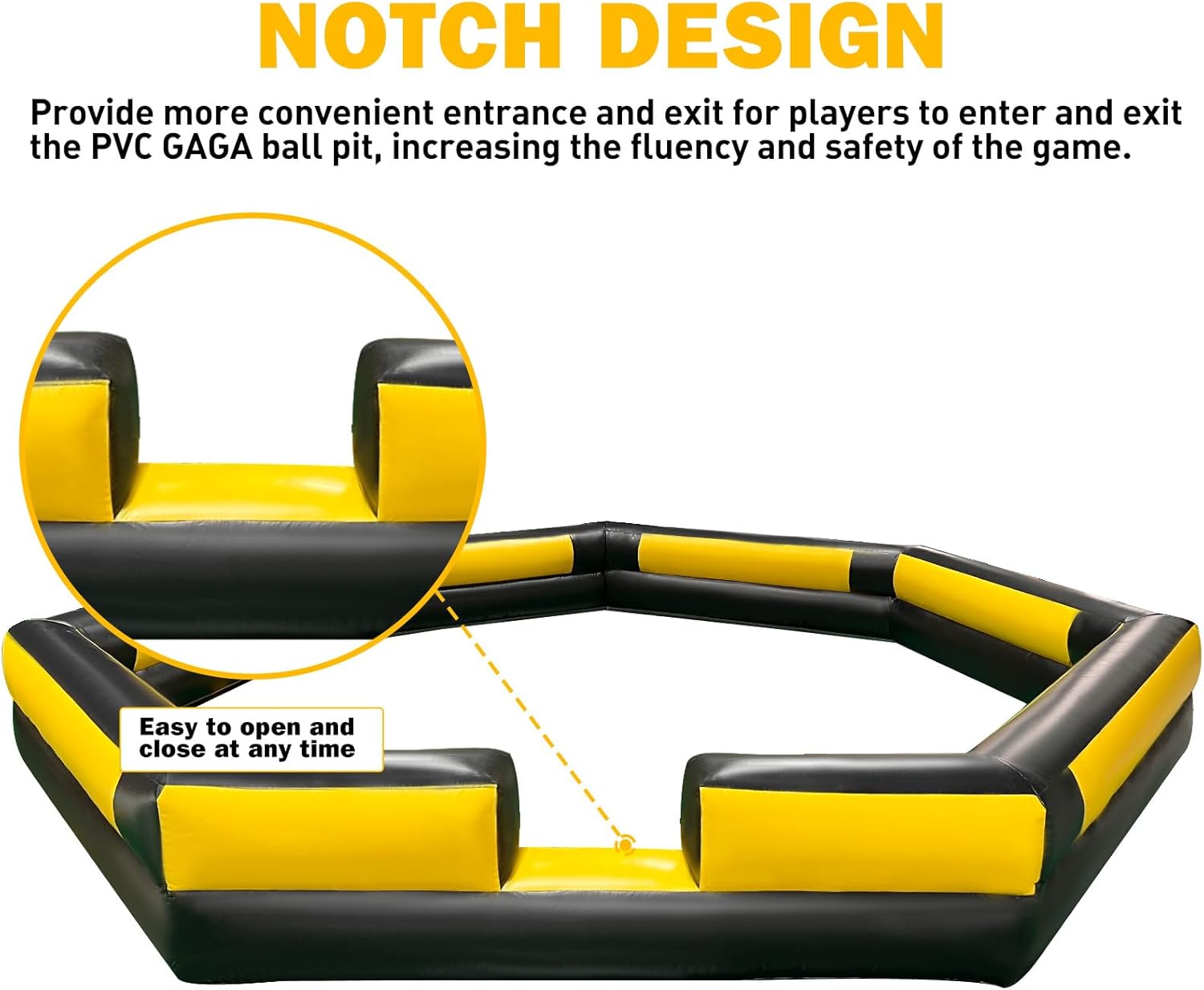 WARSUN Premium PVC 20Ft Gaga Ball Pit Inflatable - Superior Durability-Yellow &Black