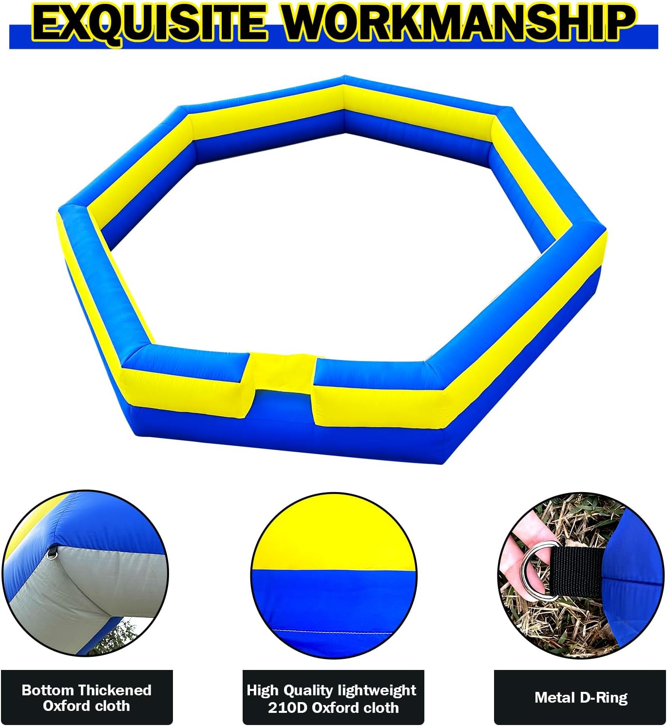 WARSUN 15ft Blue & Yellow Portable Gaga Ball Pit With Built-In Blower 150W