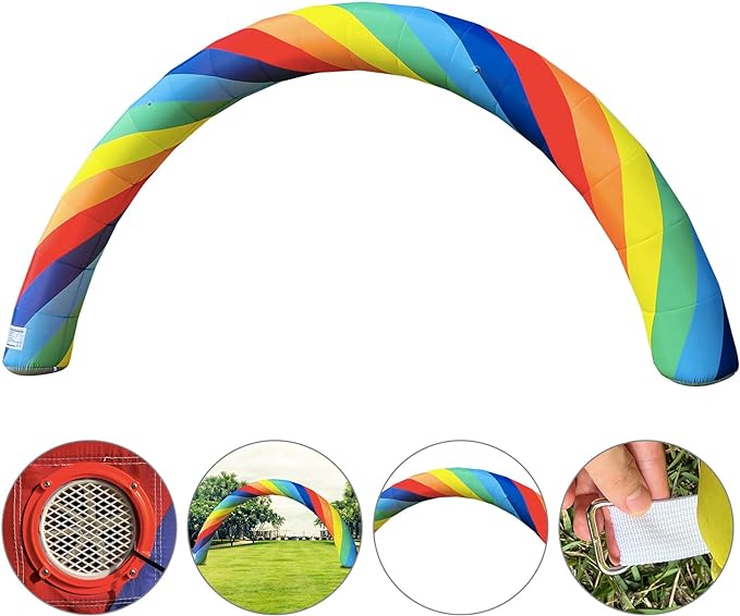 26Ft Giant Inflatable Rainbow Arch Colorful Blow-up Event Entrance with Blower