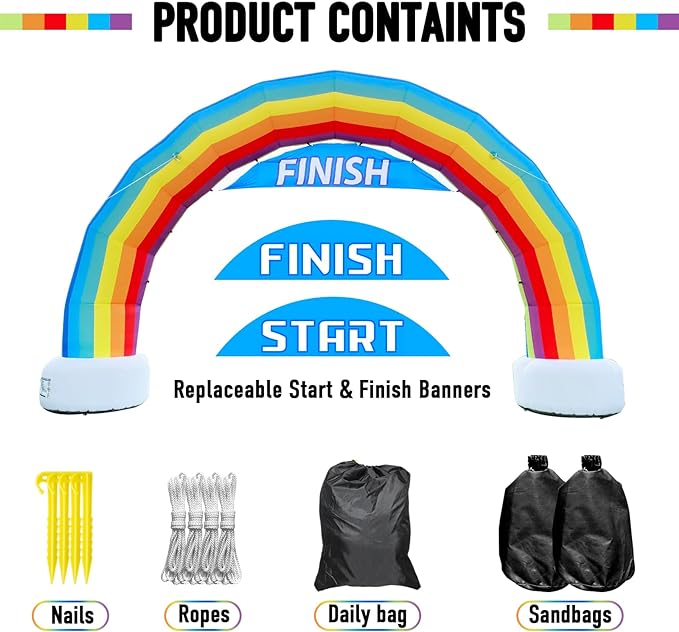 20ft Rainbow inflatable Arch Advertising Party Celebration Garden Decoration Arch Strengthen PU Coated Oxford for Event Entrance Rental Advertisement