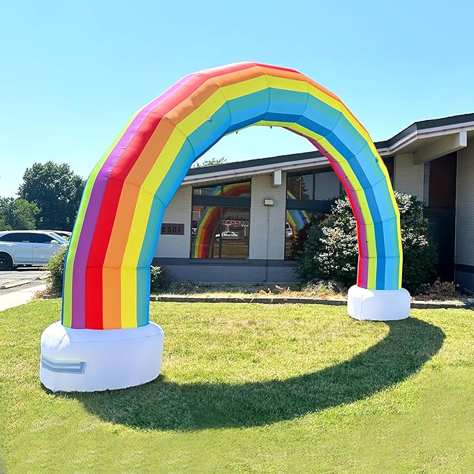 20ft Rainbow inflatable Arch Advertising Party Celebration Garden Decoration Arch Strengthen PU Coated Oxford for Event Entrance Rental Advertisement