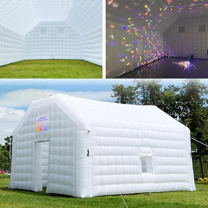 Outdoor Large 30x20x13Ft White Inflatable Night Club Disco Cube Gazebo Event House Portable Inflatable Party Tent for Parties, Shows, Events, and Commercial Use