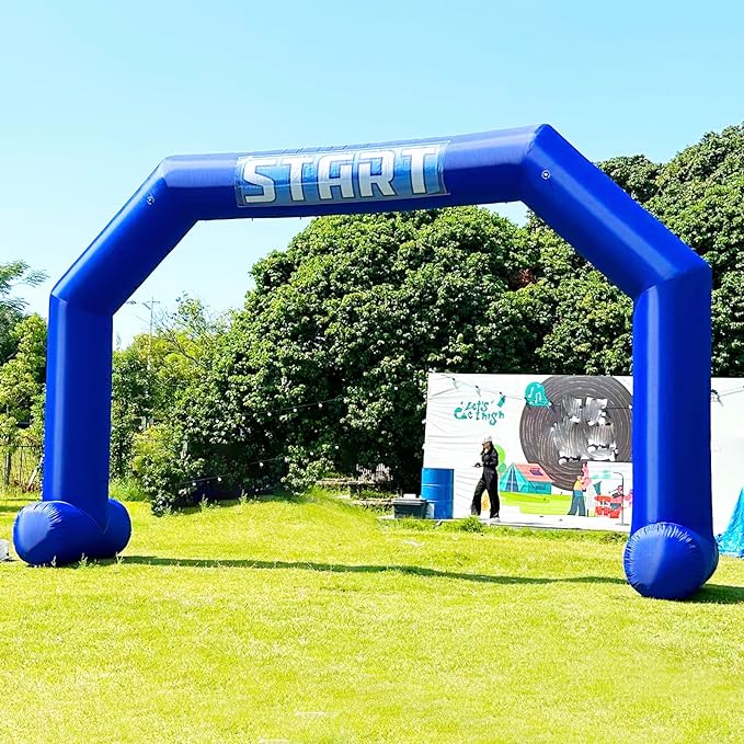 26Ft Inflatable Arch with Start Finish Banner and T-Shaped Base for Races and Events