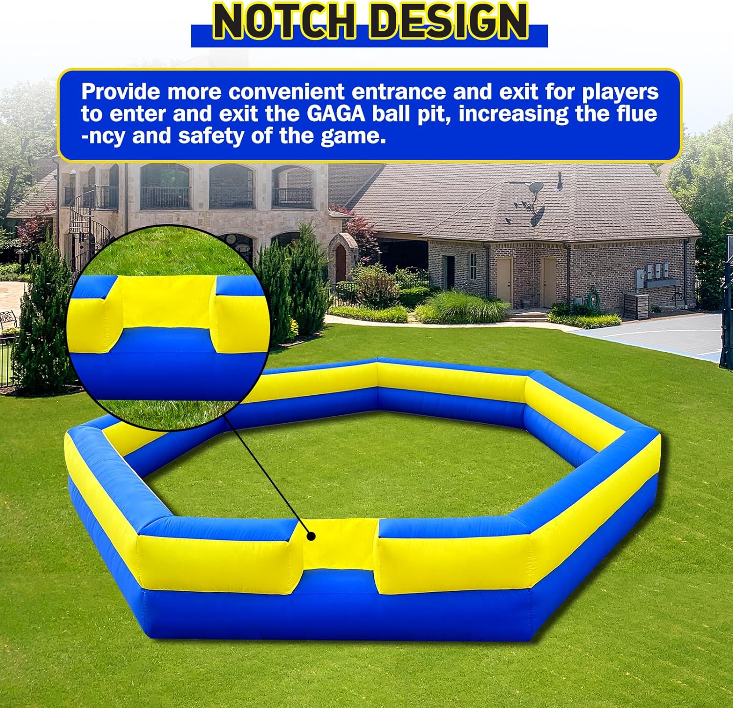 Inflatable Gaga ball Court 20Ft Portable Gaga Ball Pit for Indoor Outdoor Sport Games