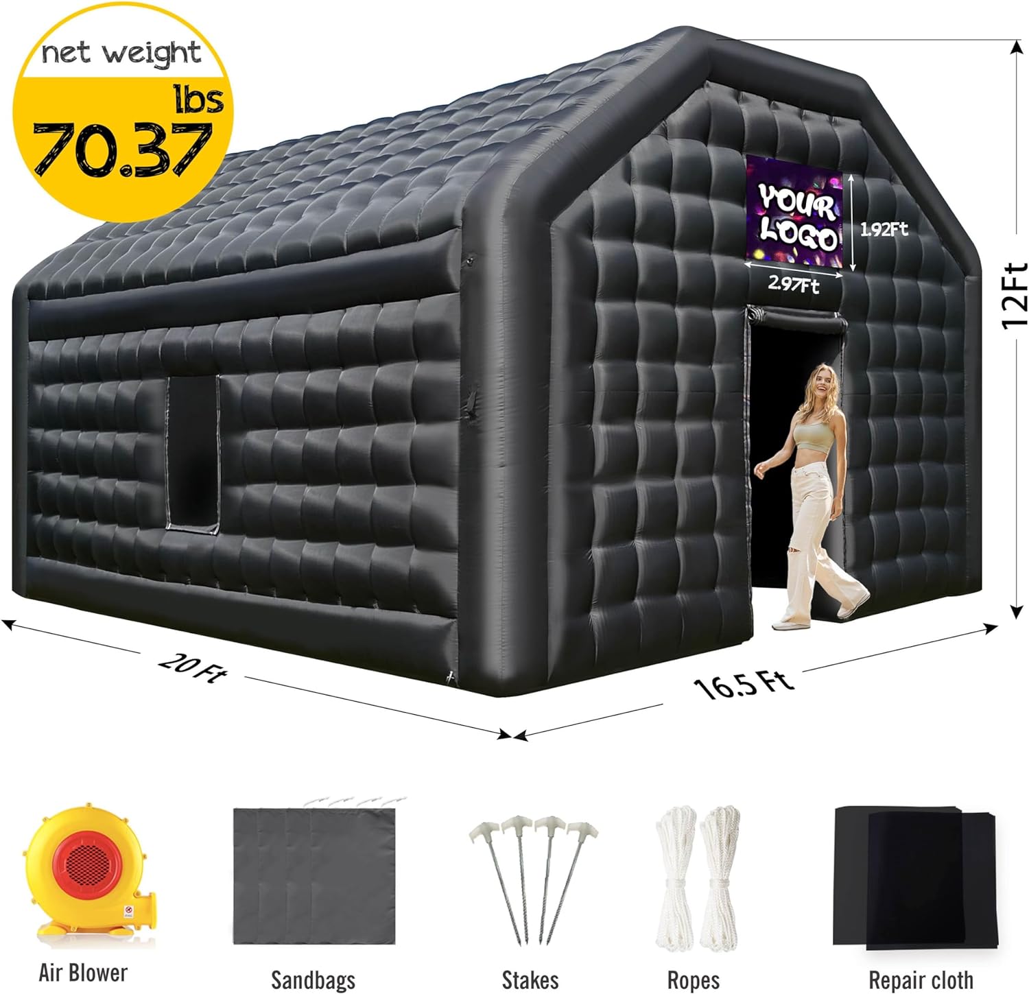 20x16.5x12Ft Inflatable Nightclub Portable Disco Party Tent & Large Event Venue