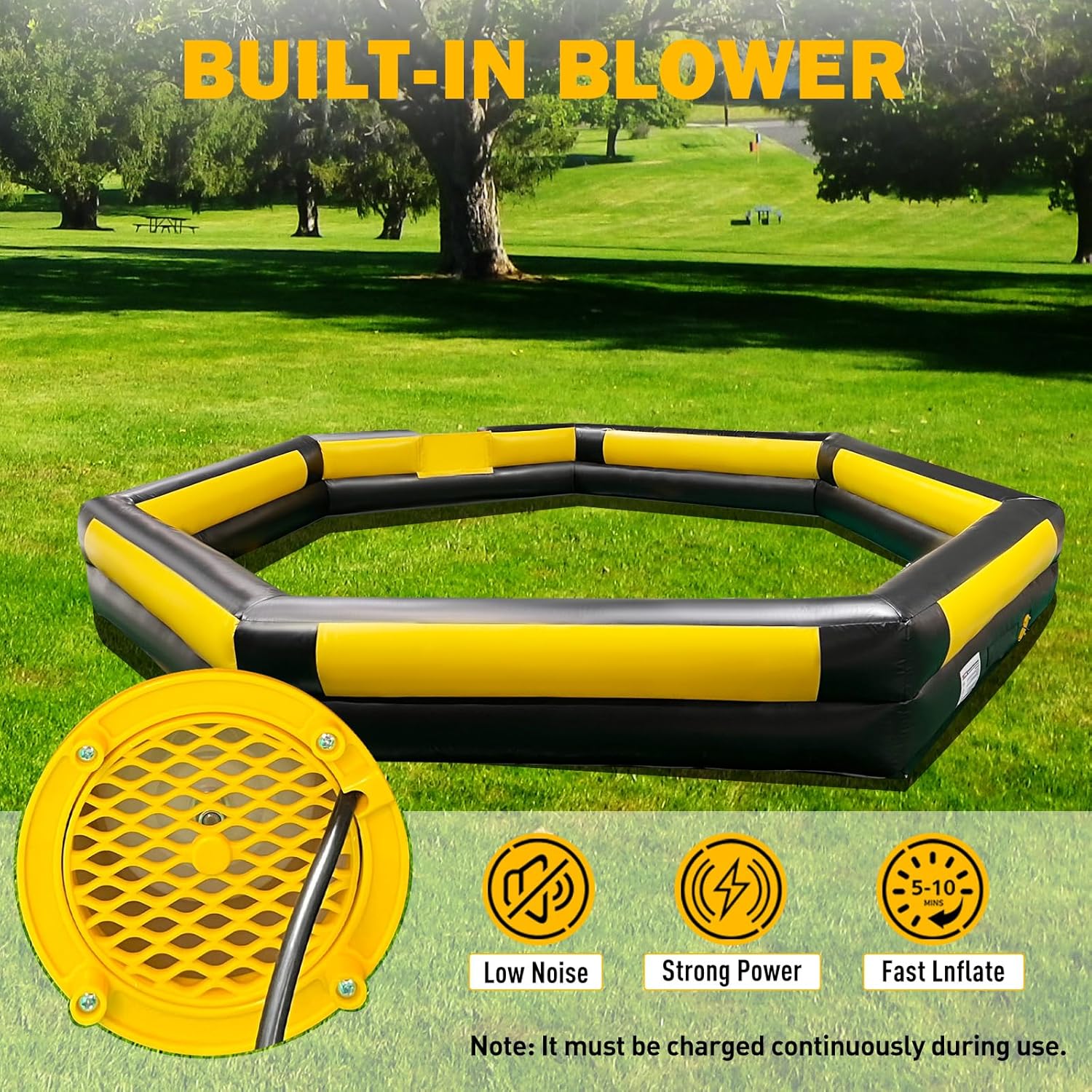WARSUN Premium PVC 20Ft Gaga Ball Pit Inflatable - Superior Durability-Yellow &Black