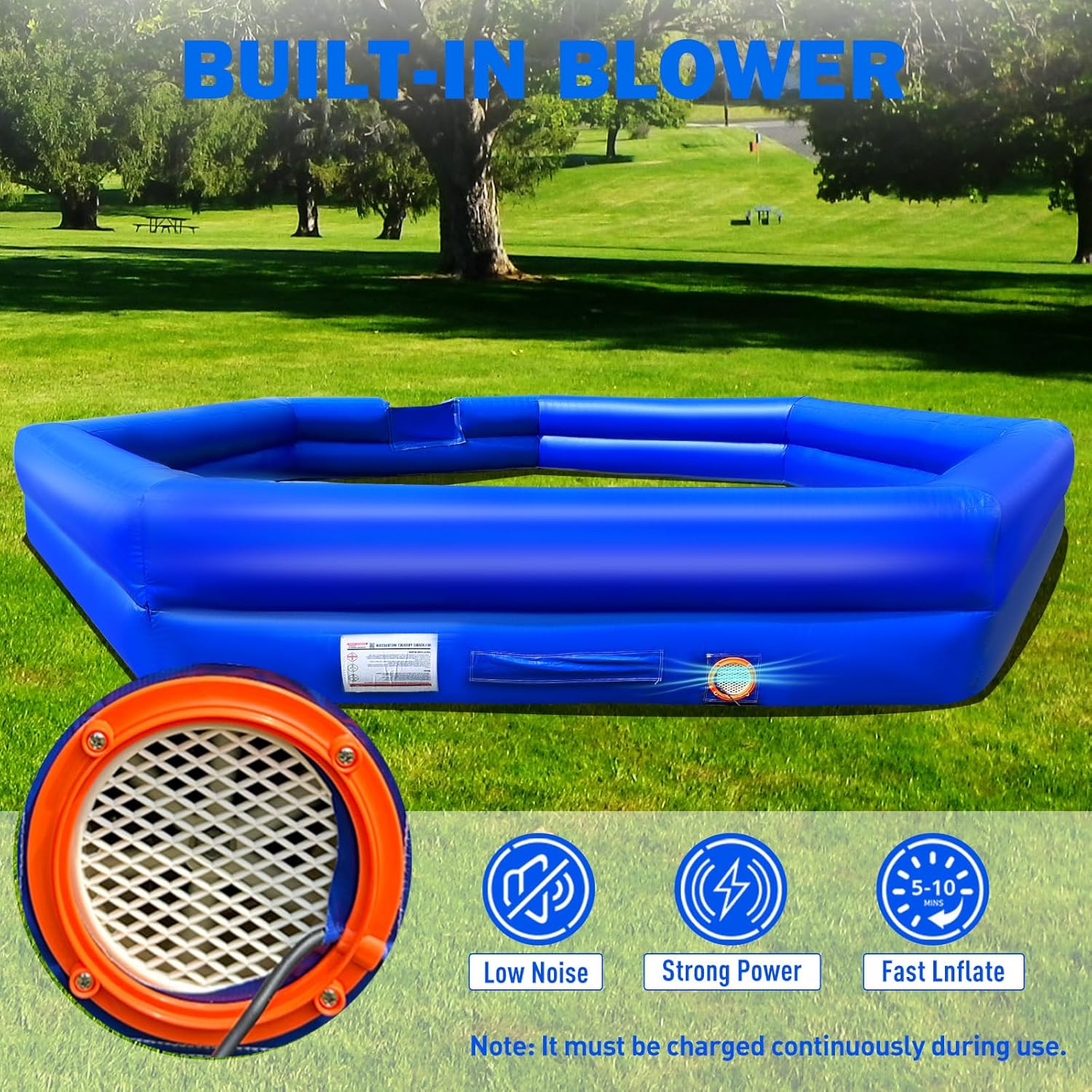 WARSUN 20Ft Premium PVC Inflatable Gaga Ball Pit - Superior Durability-Blue