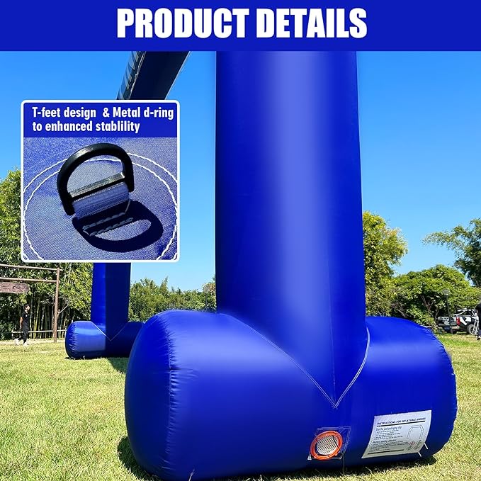 26Ft Inflatable Arch with Start Finish Banner and T-Shaped Base for Races and Events