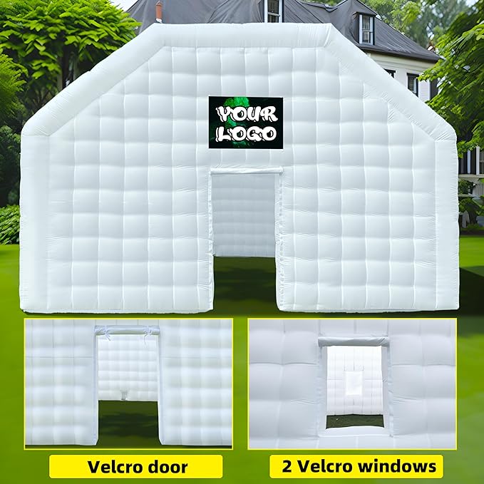 Outdoor Large 30x20x13Ft White Inflatable Night Club Disco Cube Gazebo Event House Portable Inflatable Party Tent for Parties, Shows, Events, and Commercial Use