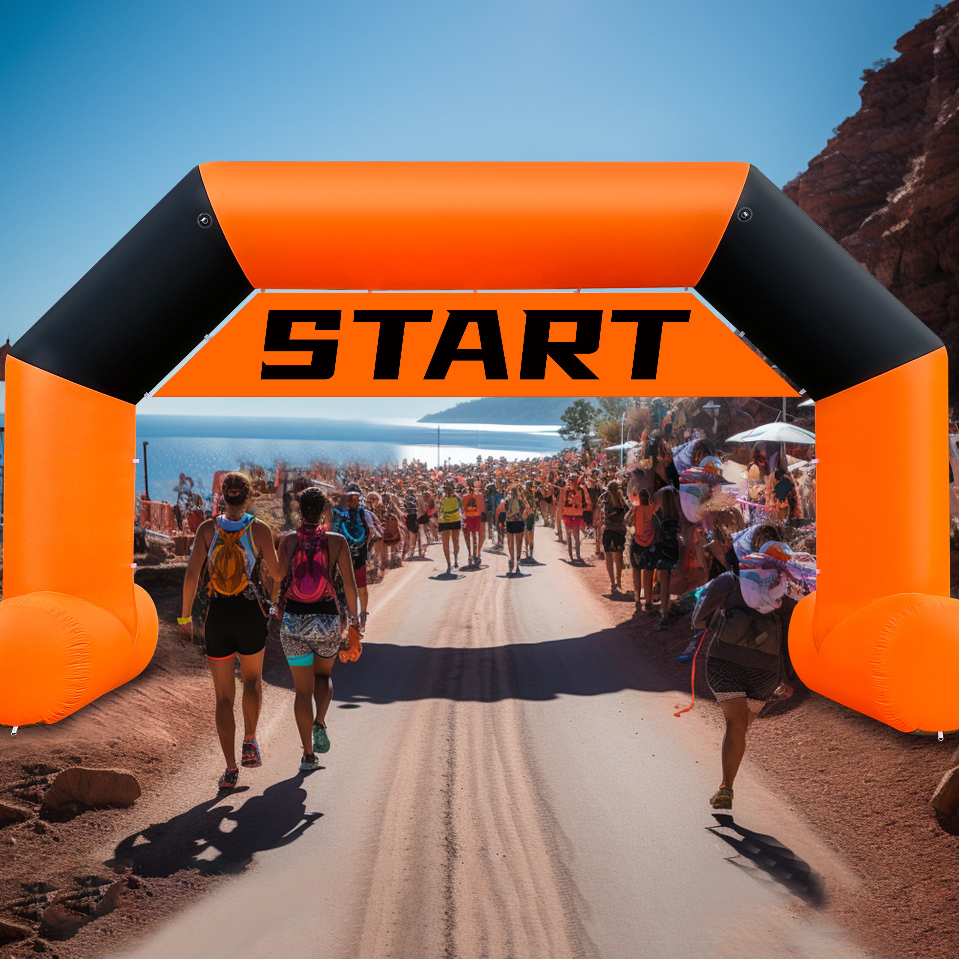 OZIS 20ft Inflatable Arch With T-Shaped Feet & Blower, Hexagon Inflatables Archway with Removable Start/Finish Line Banners For Race Competition Outdoor Advertising Commerce