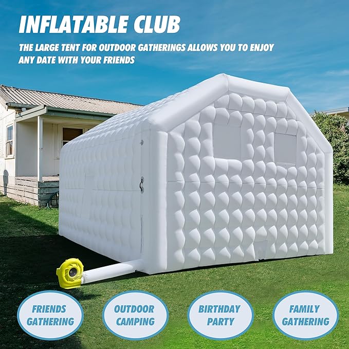 Outdoor Large 30x20x13Ft White Inflatable Night Club Disco Cube Gazebo Event House Portable Inflatable Party Tent for Parties, Shows, Events, and Commercial Use