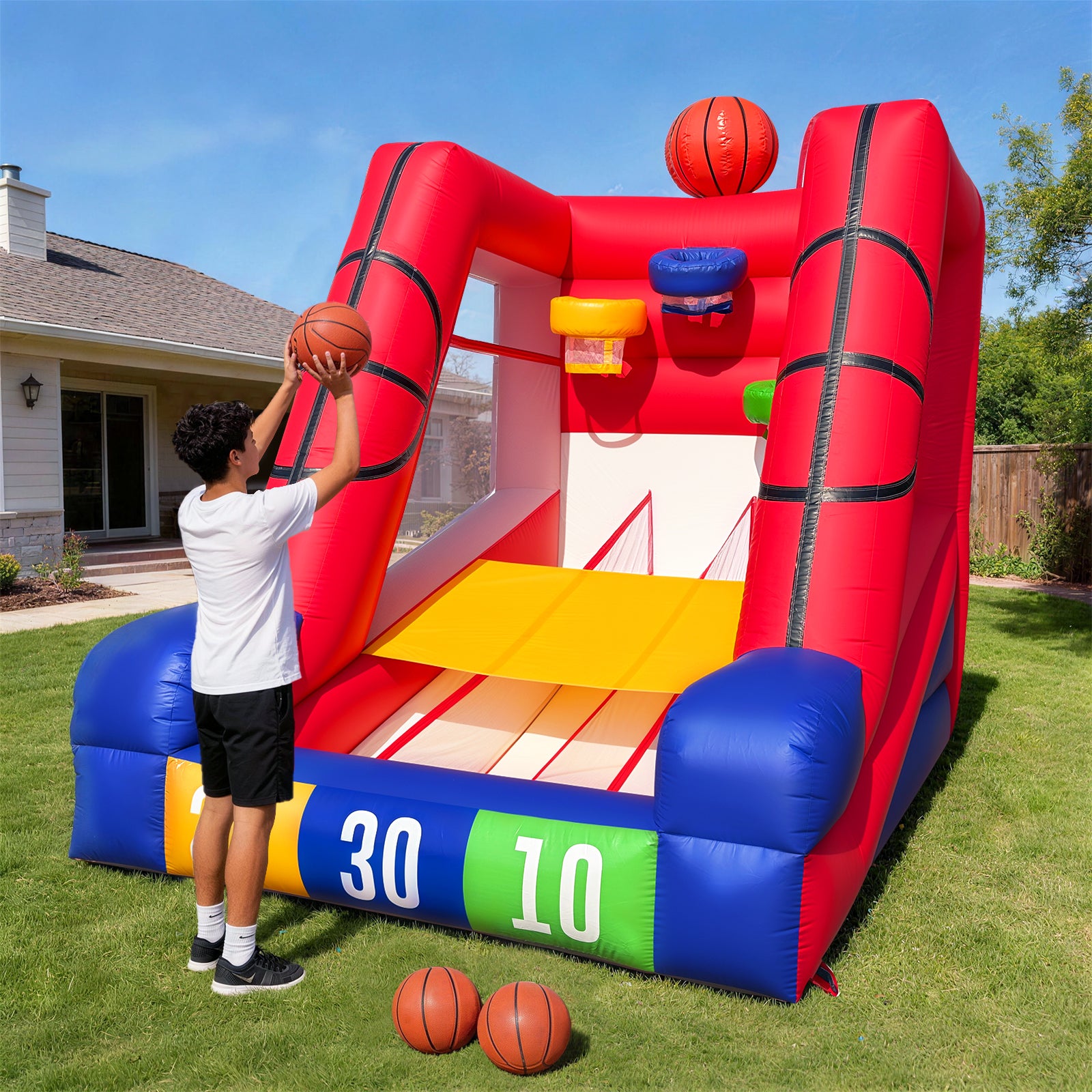 PVC Inflatable Basketball Game 12Ft with 3 Balls and Blower for Parties and Rentals