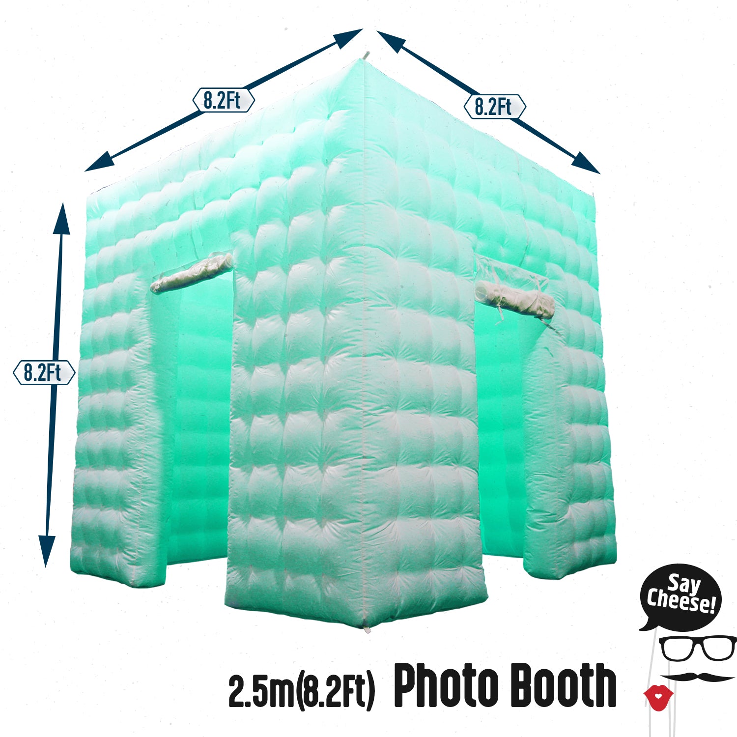 8.2Ft LED Inflatable Photo Booth Enclosure with 2 Doors - 16 Color LED Backdrop Tent for Events