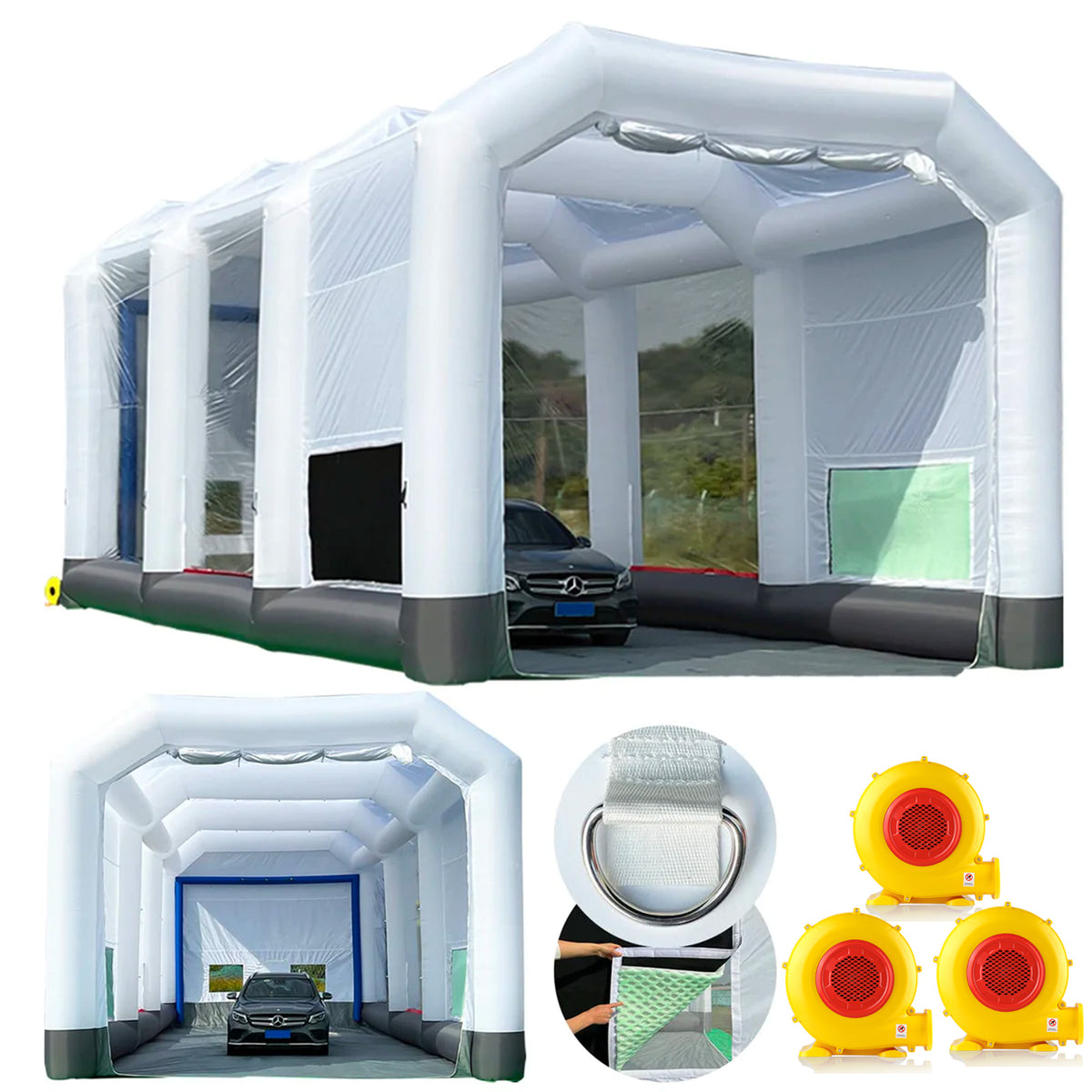 GORILLASPRO Inflatable Spray Paint Booth 42.5X21.5X18.6Ft with 1100W+1100W+1100W Blowers, Large Portable Auto Paint Booth for Trucks, Aircraft or Other Big Items Painting