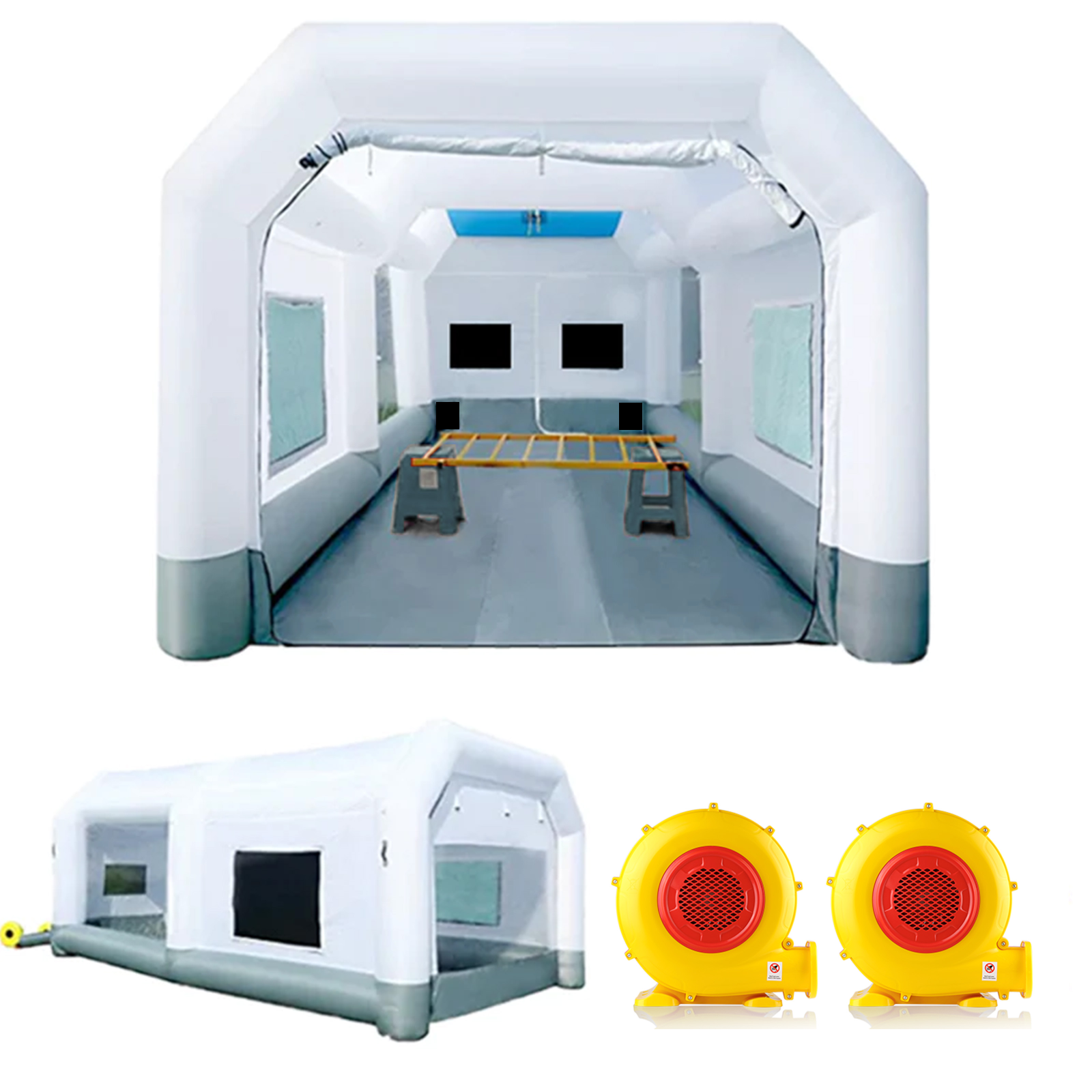 GORILLASPRO Inflatable Paint Booth 16.5x10x8Ft with 550W+750W Blower, Upgrade Air Filter System More Durable Portable Spray Painting Tent