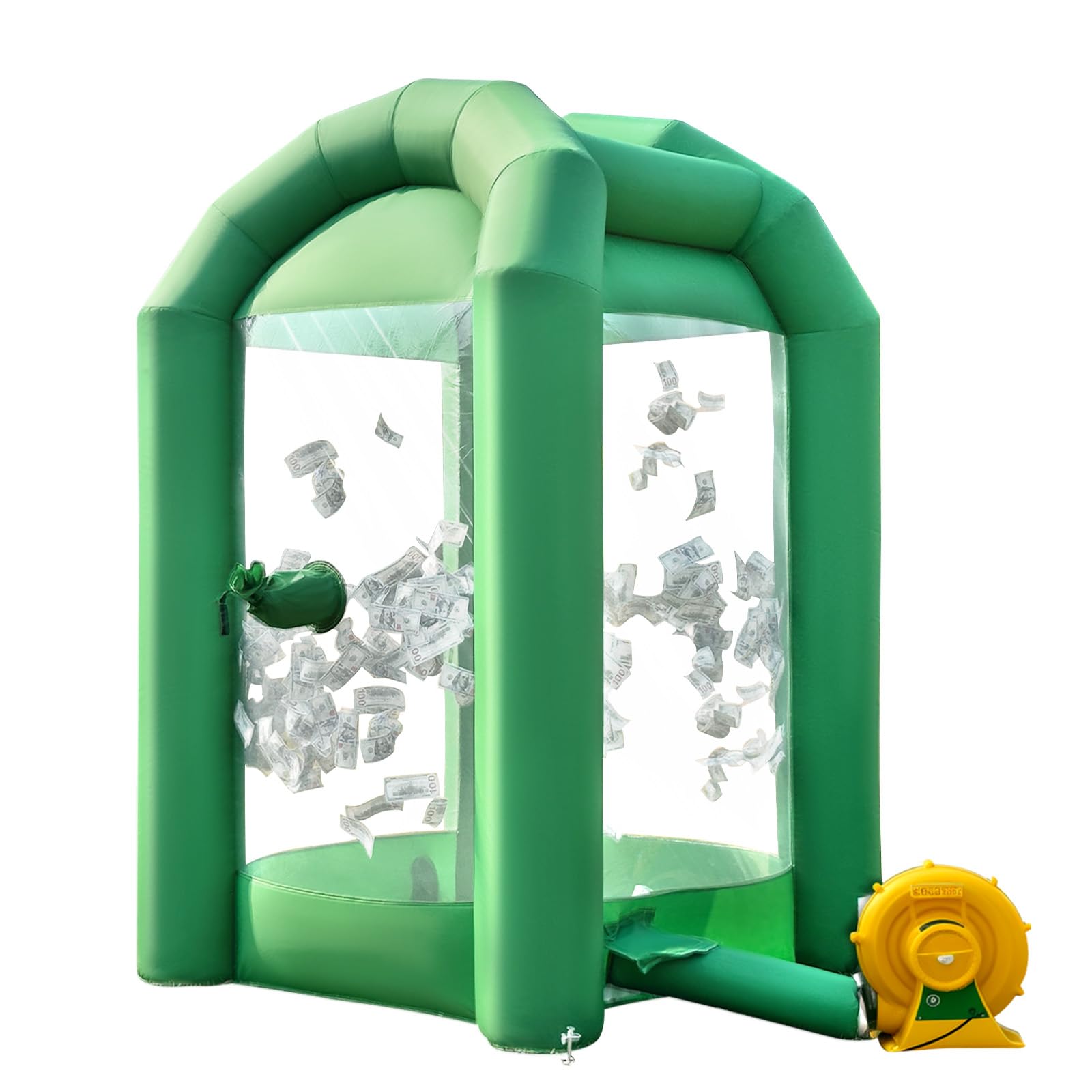 Inflatable Cash Cube Booth 5.2x5.2x8.2FT with Built-in Blower,Inflatable Money Grab Machine Booth for Party Business Advertising Promotions