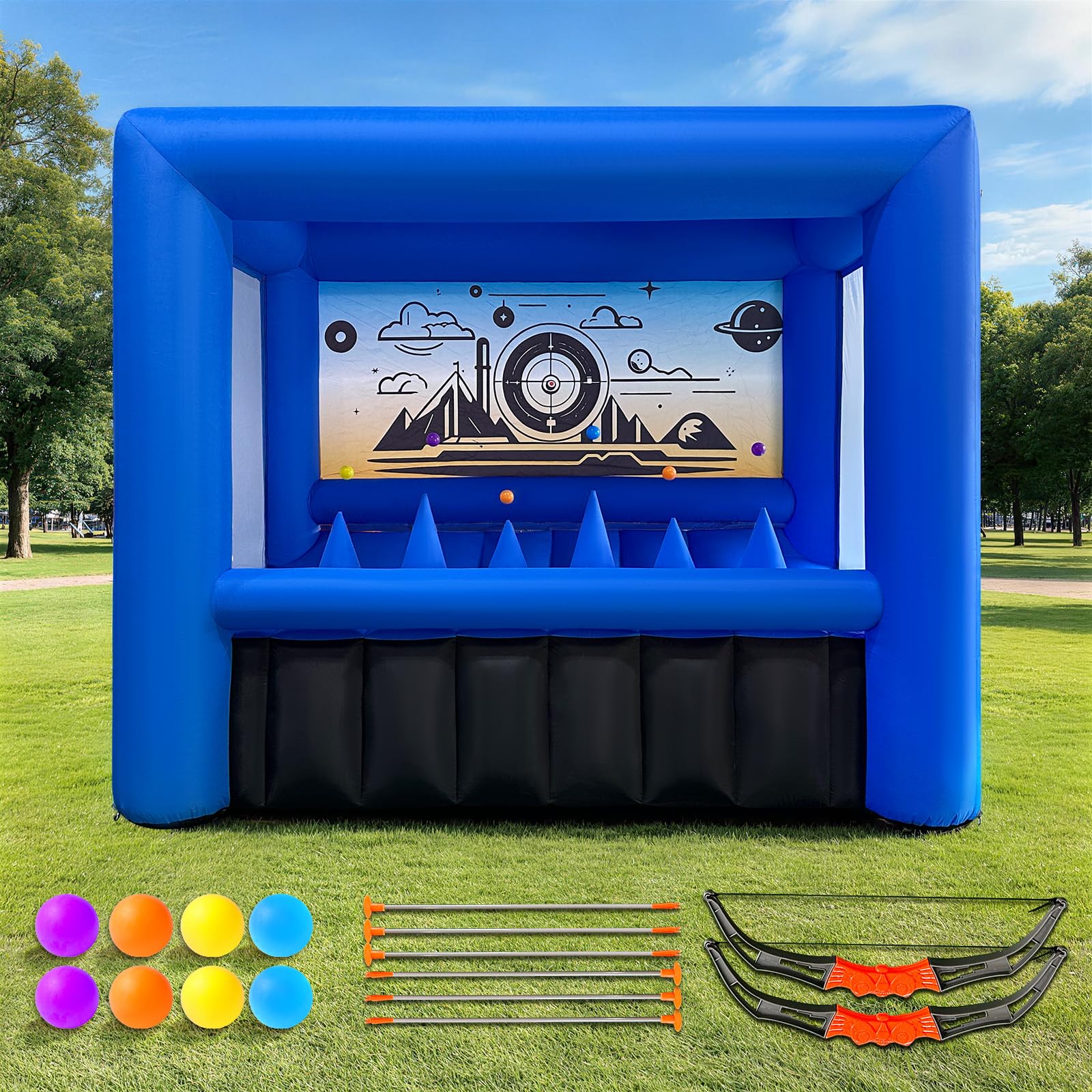 Inflatable Archery Target 10x6x8Ft - Floating Ball Shooting Interactive Games with 2 Longbows