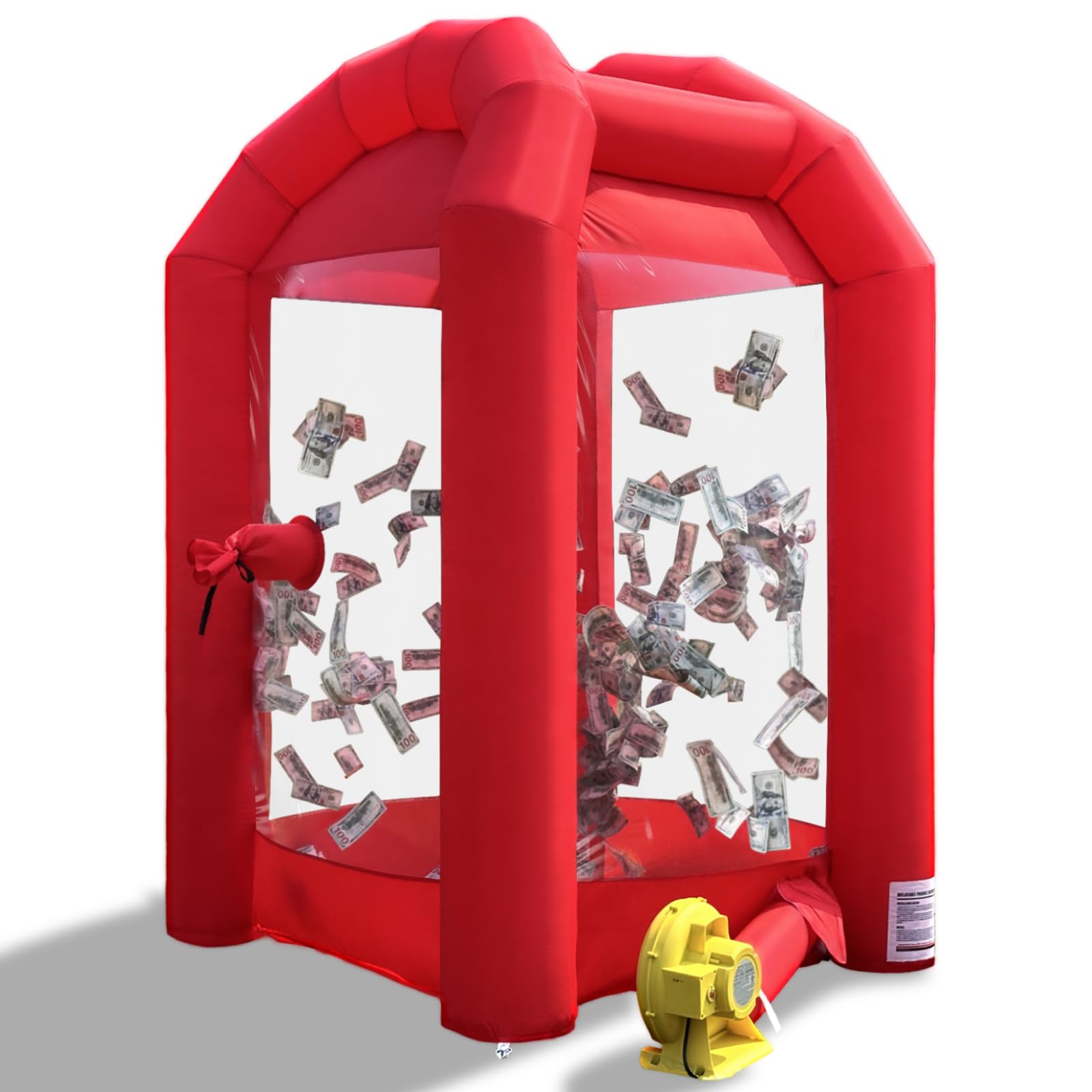Inflatable Cash Cube Booth 5.2x5.2x8.2FT with Built-in Blower,Inflatable Money Grab Machine Booth for Party Business Advertising Promotions