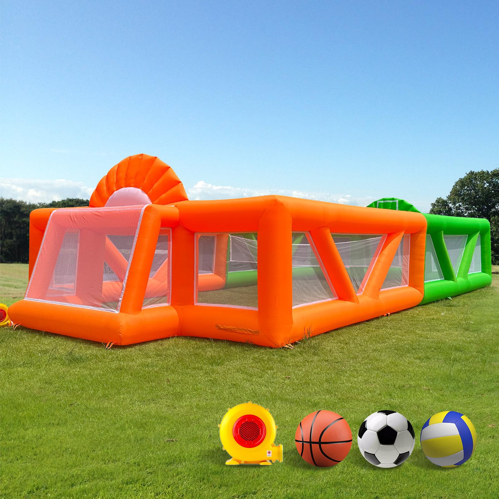 OZIS Giant 40Ft Inflatable Sports Court with 680W Blower Outdoor Portable 3-in-1 Basketball