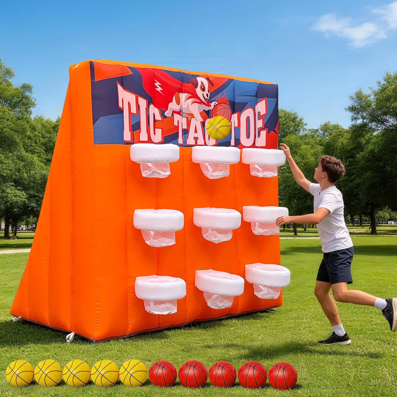 Inflatable Tic-Tac-Toe Basketball Shootout 9-Hoop for Carnival, Party, Event Rental