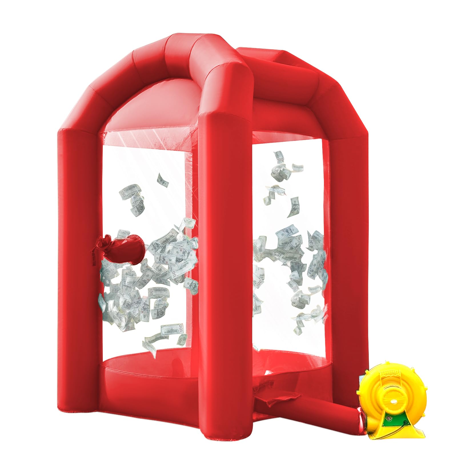 Inflatable Cash Cube Booth 5.2x5.2x8.2FT – Money Grab Machine with Blowers for Parties, Promotions & Events