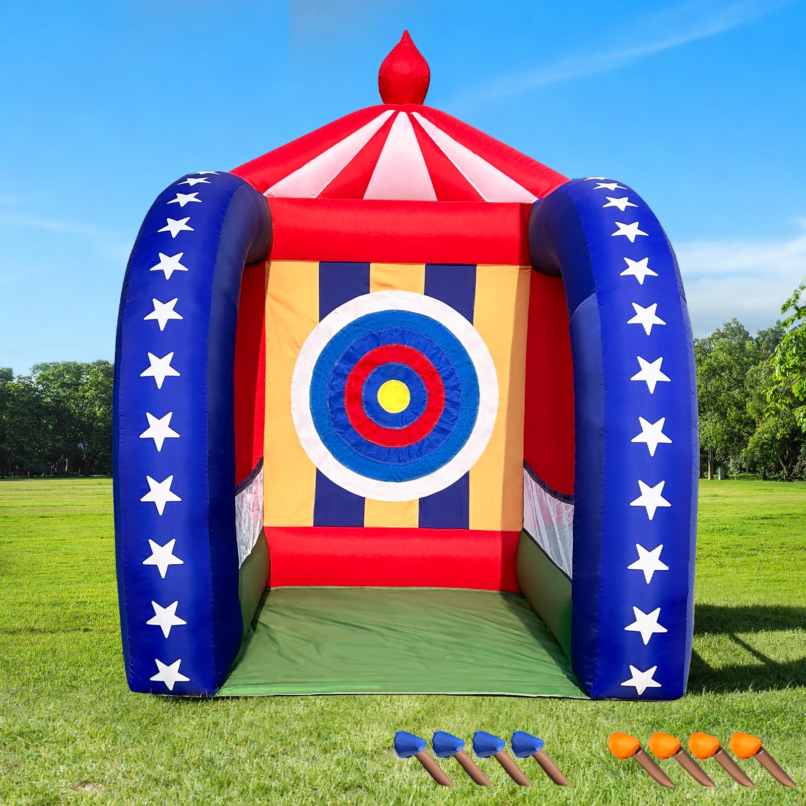 Inflatable Axe Throwing Game 6.5x6.5x9FT with Blower – Axe Toss Target for Carnival Games, Events