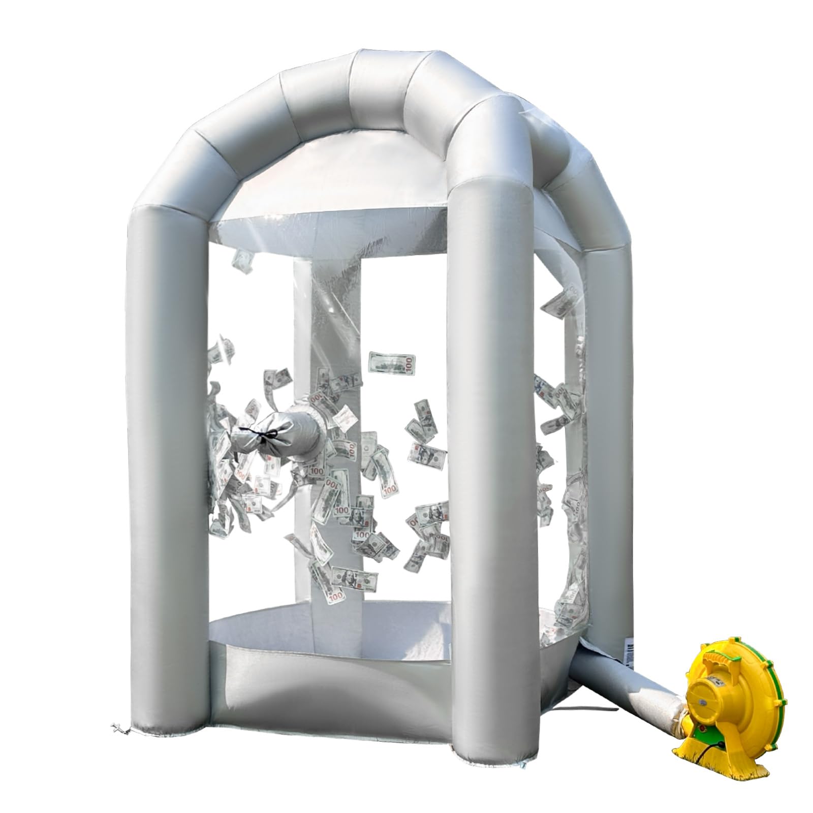 Inflatable Cash Cube Booth 5.2x5.2x8.2FT – Money Grab Machine with Blowers for Parties, Promotions & Events