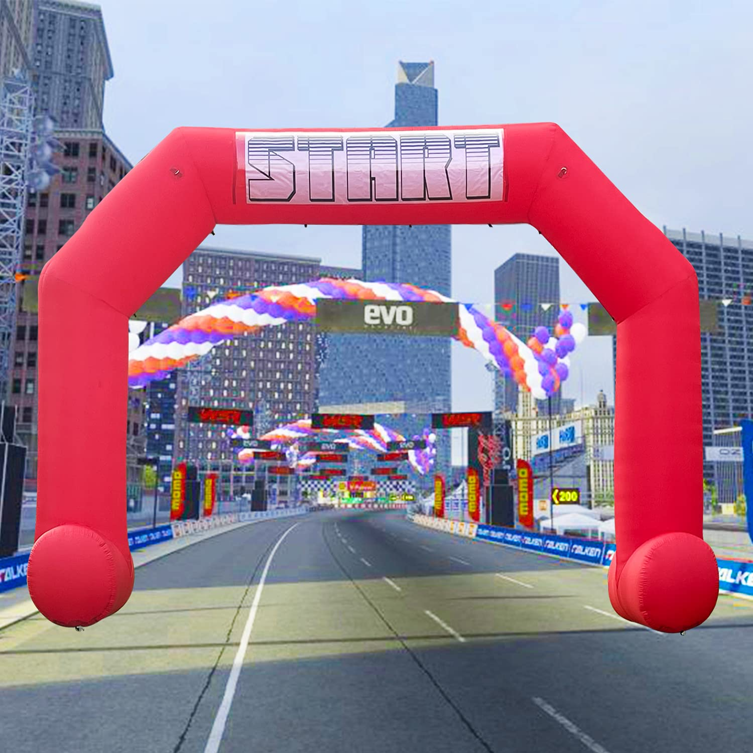 20Ft Inflatable Arch with Start Finish Banner and T-Shaped Base for Races and Events