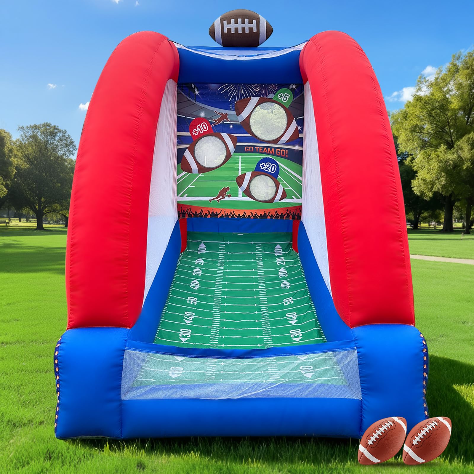 Inflatable Football Toss Game with 2 Balls Inflatable Interactive Carnival Games