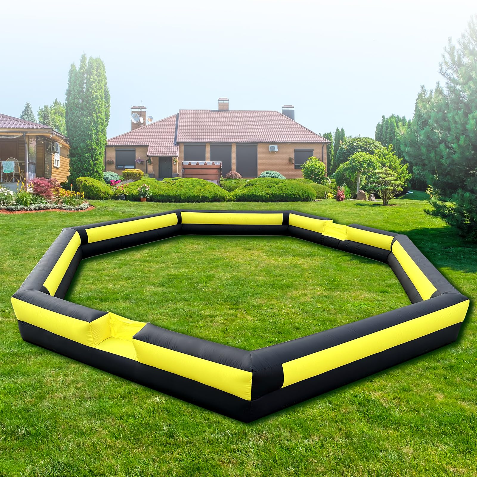 WARSUN 26Ft Inflatable Gaga Ball Pit with High-Power Blower-Yellow &Black