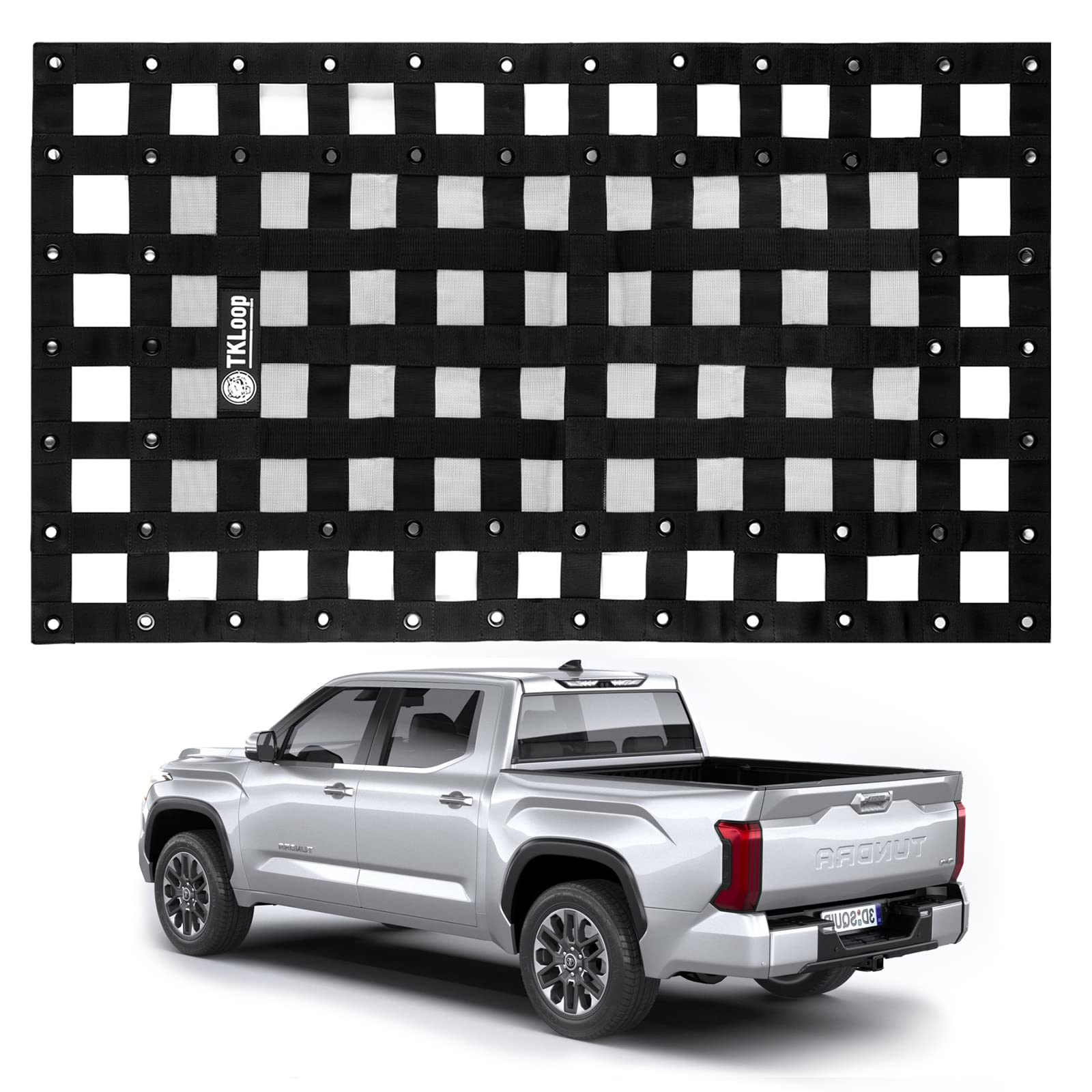 TKLoop Heavy Duty Cargo Net 3' x 4.6' with Cam Buckles & Elastic Ropes for Pickup Truck Bed,SUV