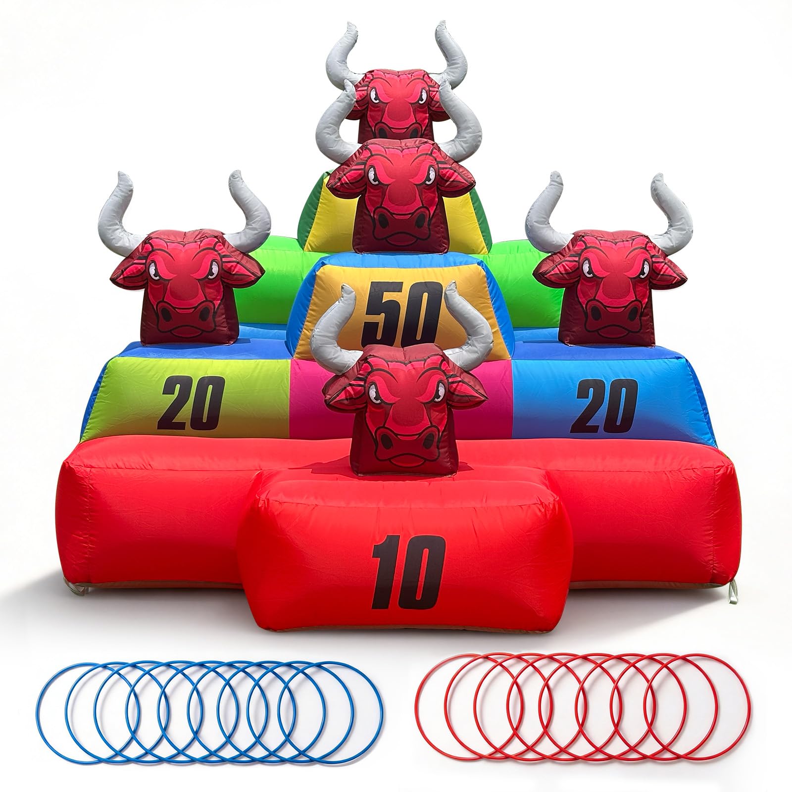 Inflatable Bull Horn Ring Toss Game with Scoring Targets – Interactive Carnival Game for Events & Parties